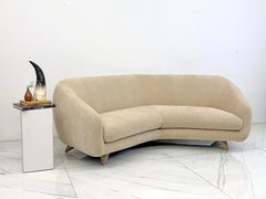 Vladimir Kagan Wide Angle Tangent Sofa, Model 506 In Tan Chenille