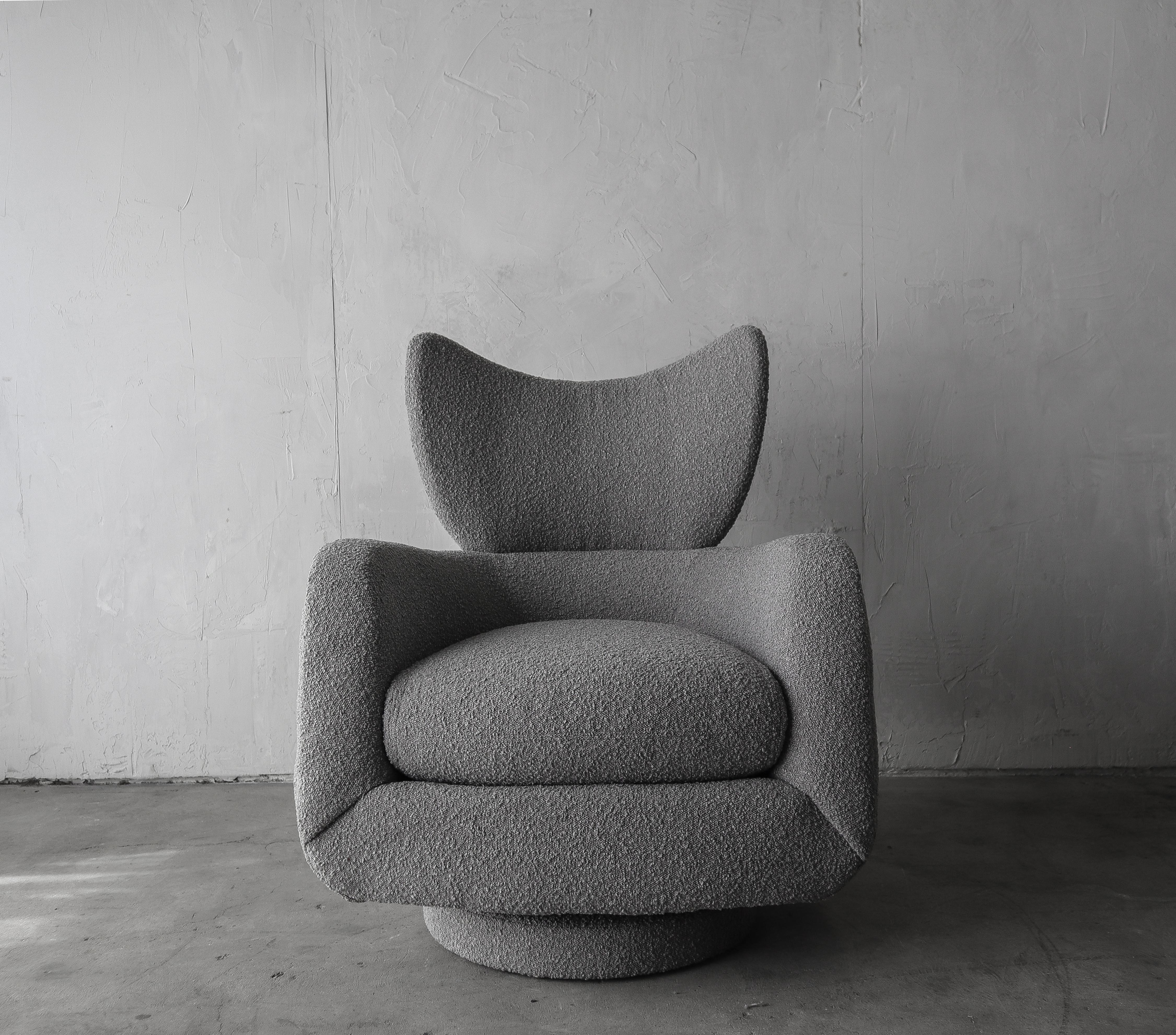 20th Century Vladimir Kagan Wingback Swivel Chair and Ottoman For Sale