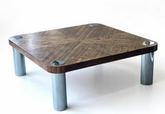 Vladimir Kagan Wood and Mirror Stainless Steel Coffee Table
