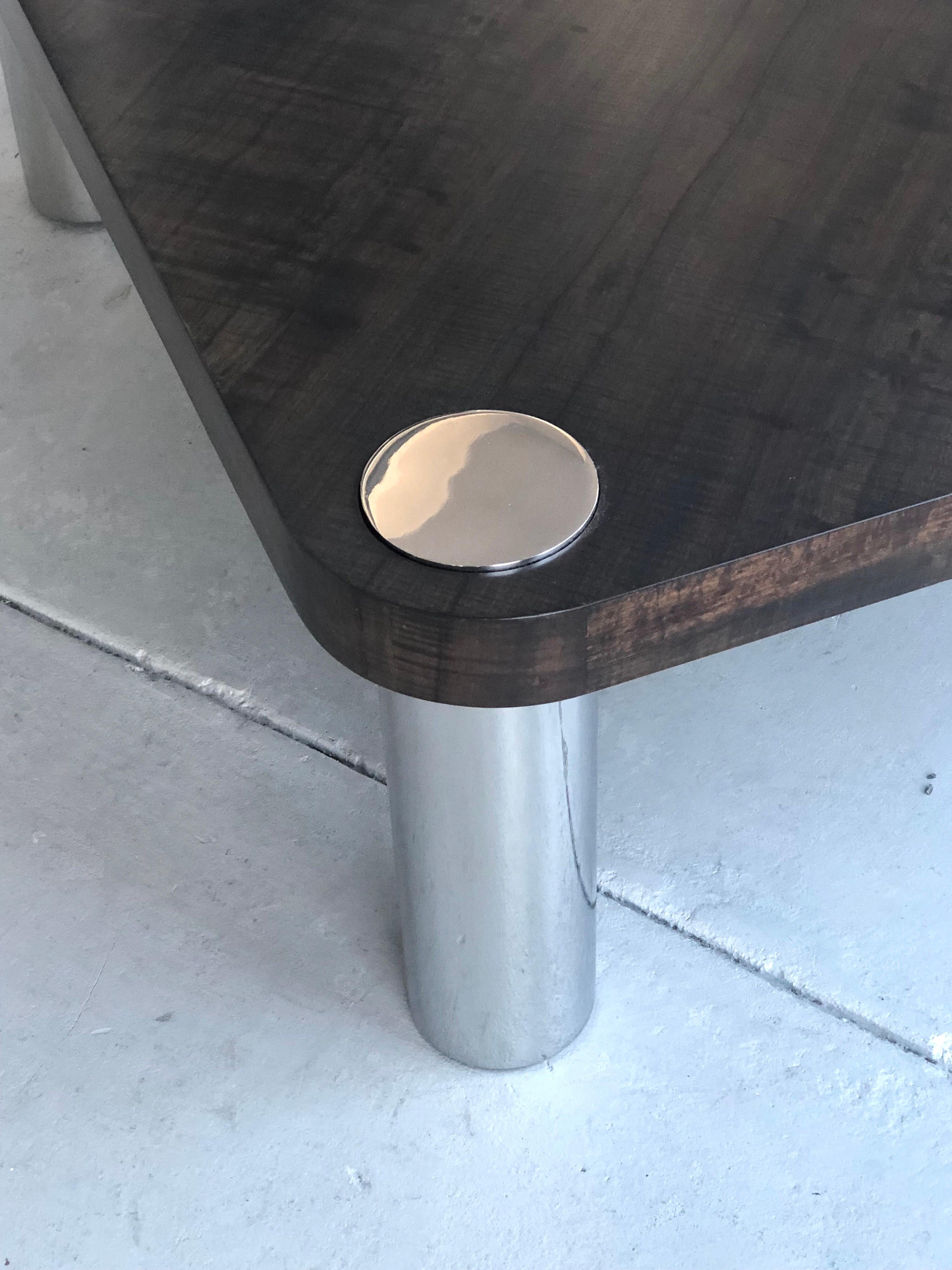 Vladimir Kagan Wood and Stainless Steel Coffee Table, 1970s For Sale 5