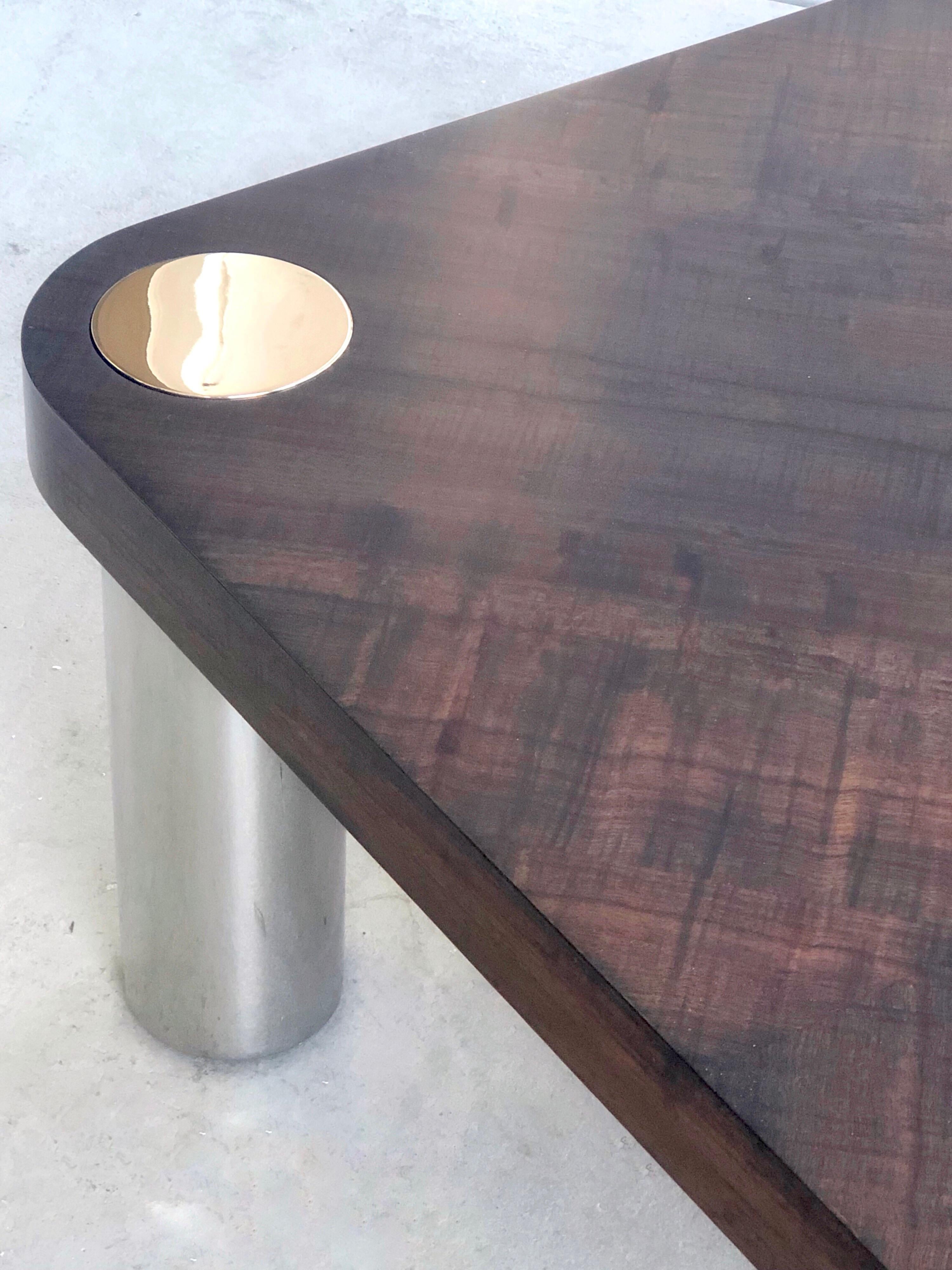 Vladimir Kagan Wood and Stainless Steel Coffee Table, 1970s For Sale 7