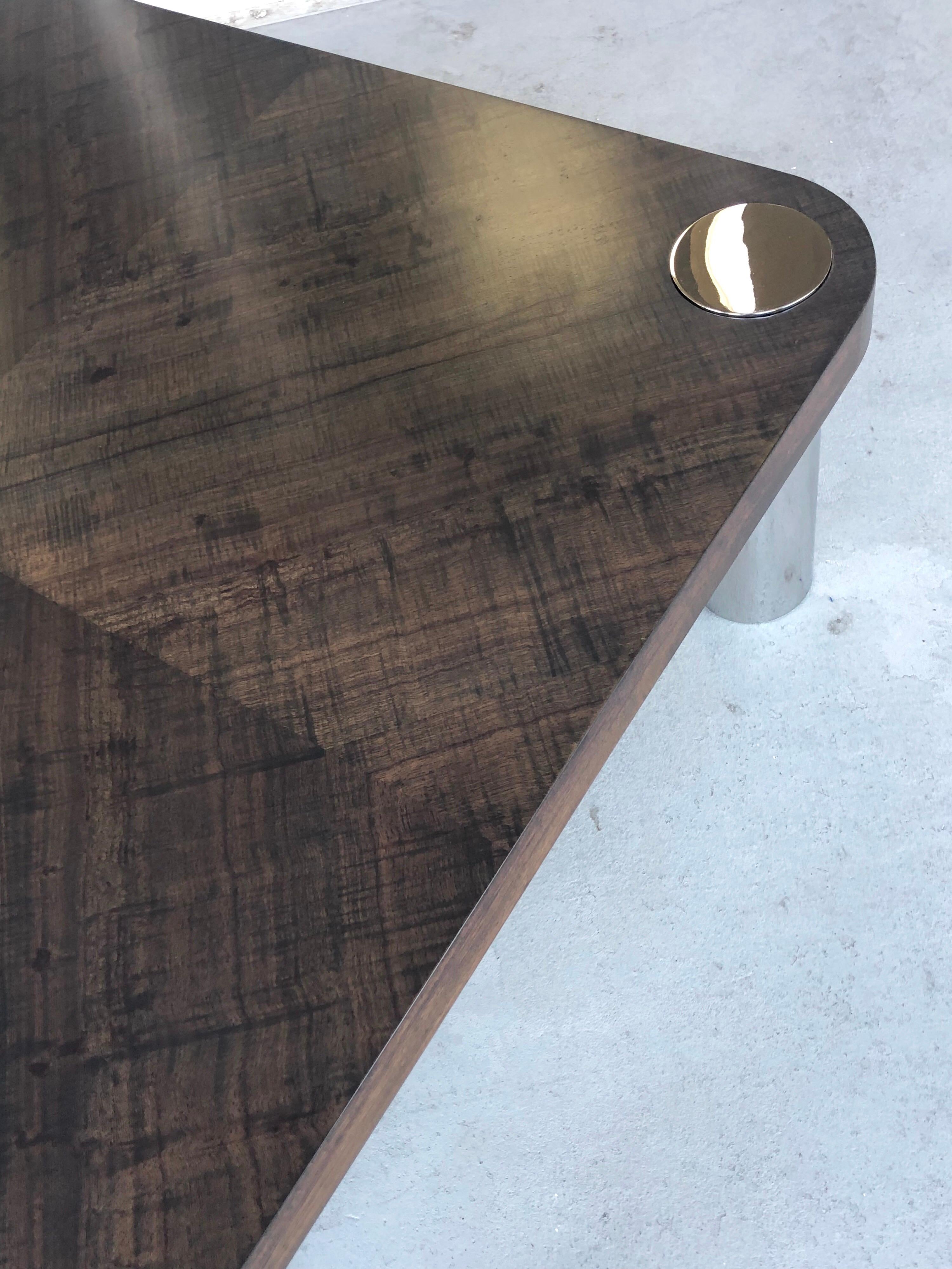 Acier inoxydable Table basse Vladimir Kagan en bois et acier inoxydable, années 1970 en vente