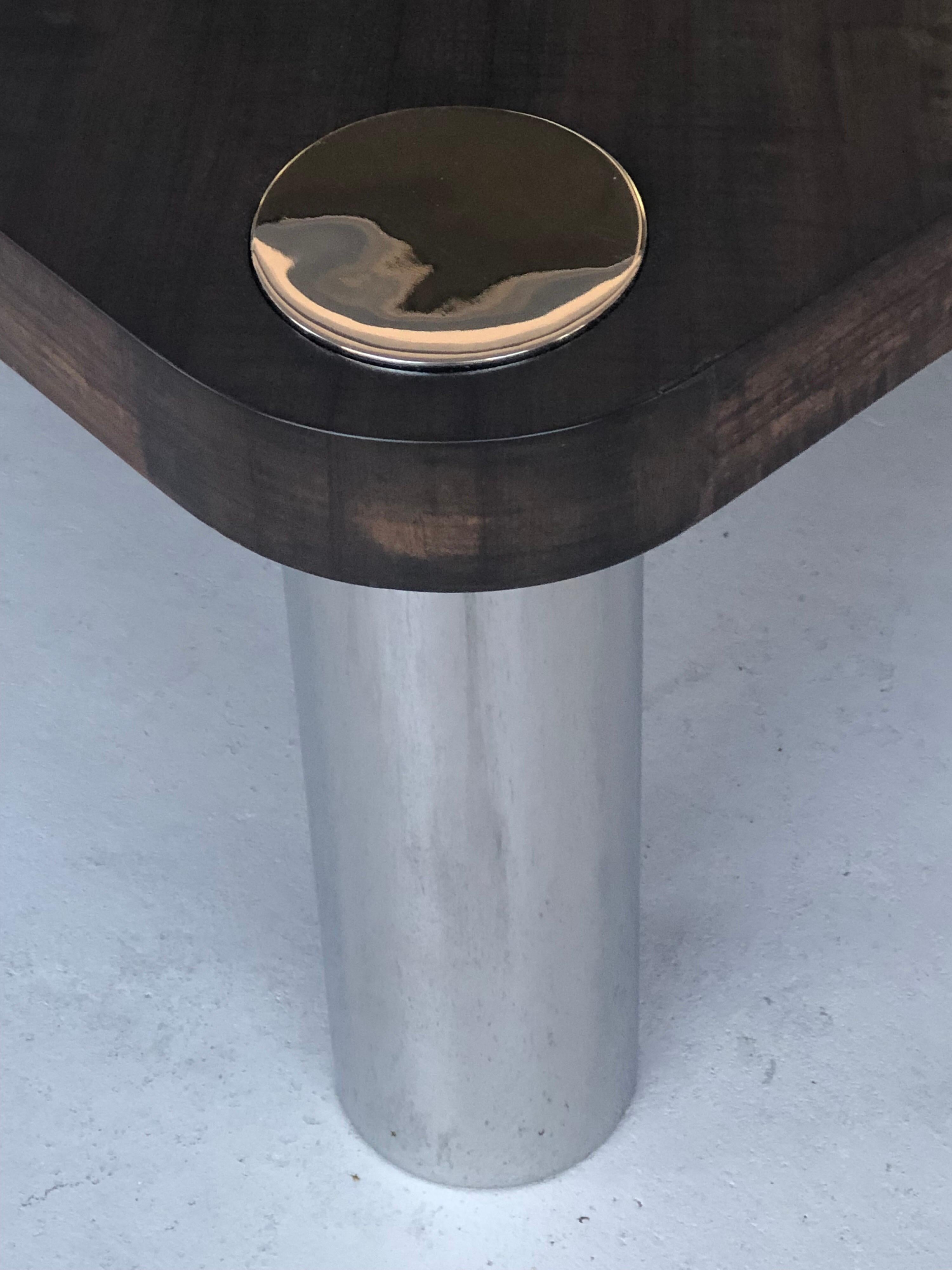 Vladimir Kagan Wood and Stainless Steel Coffee Table, 1970s For Sale 2