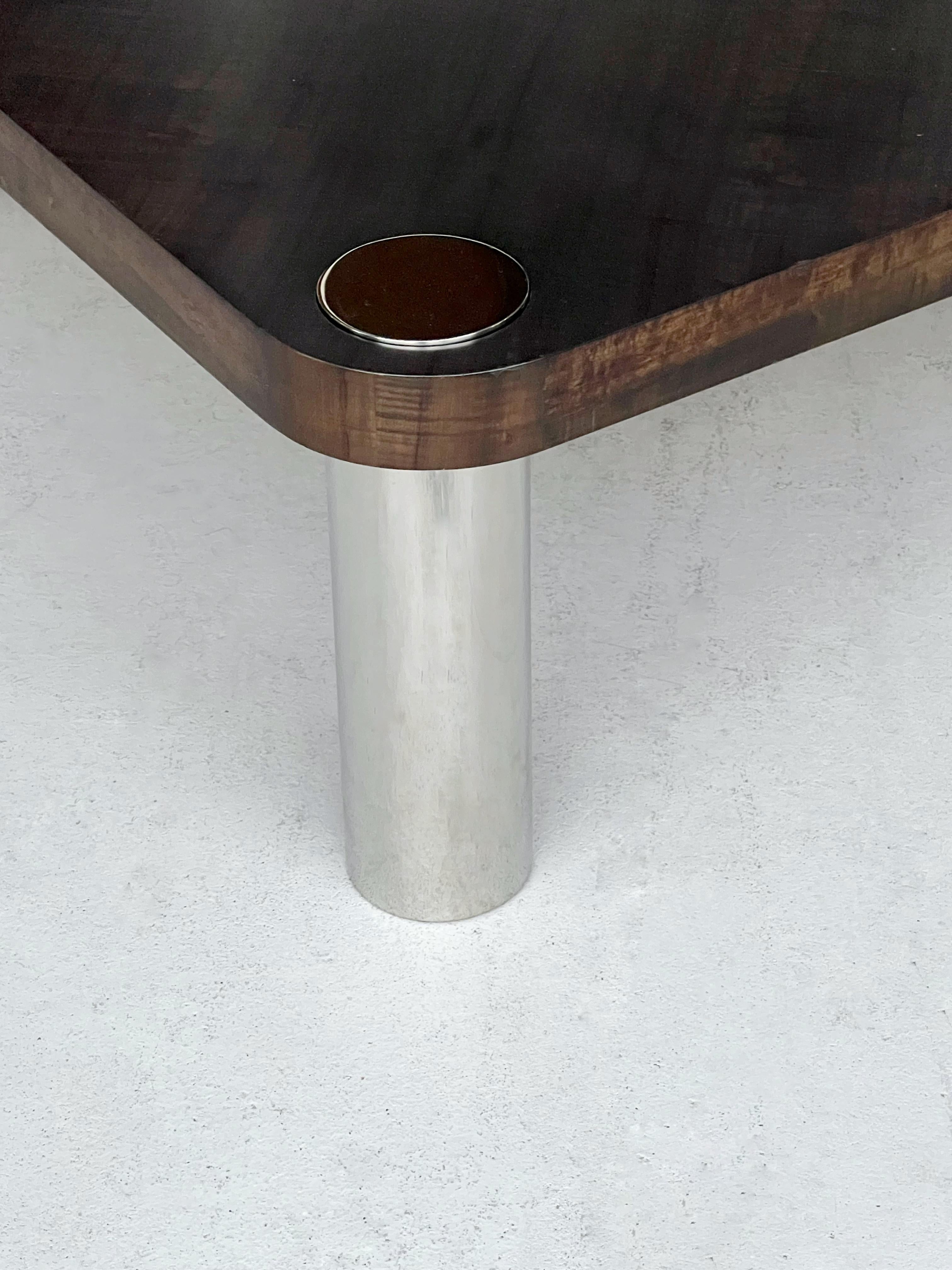 Vladimir Kagan Couchtisch aus Holz und Edelstahl im Angebot 4