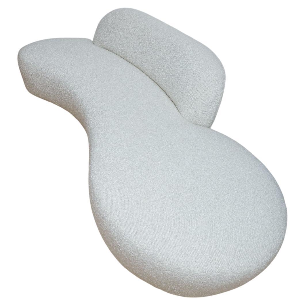 Organic modernist sofa by Vladimir Kagan. 
Beautifully upholstered in off white boucle fabric
Great sofa to float in the center of any room

Very Chic !.
 