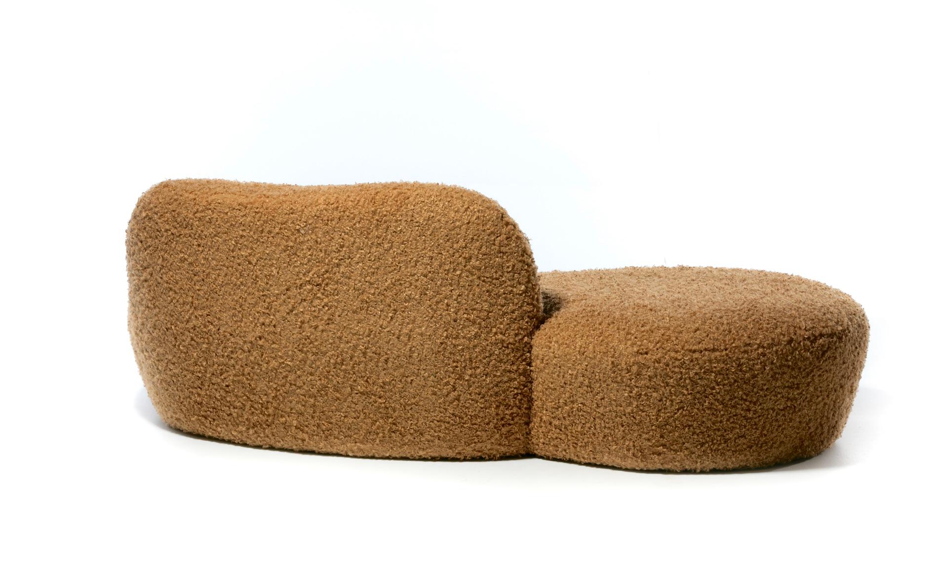 Vladimir Kagan Zoe Sofa for American Leather in Curly Teddy Bear Camel Fabric For Sale 4