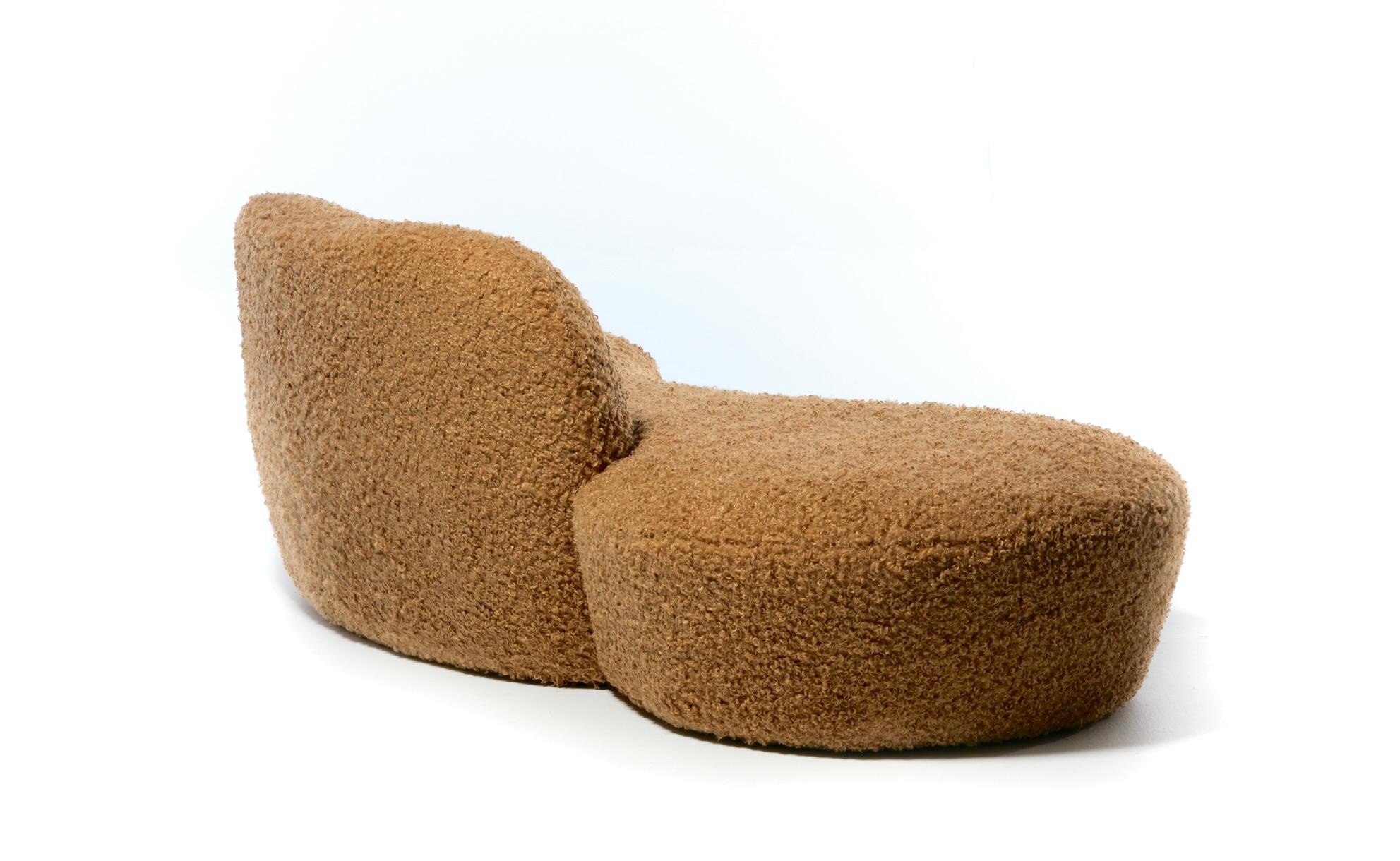 Vladimir Kagan Zoe Sofa for American Leather in Curly Teddy Bear Camel Fabric For Sale 5