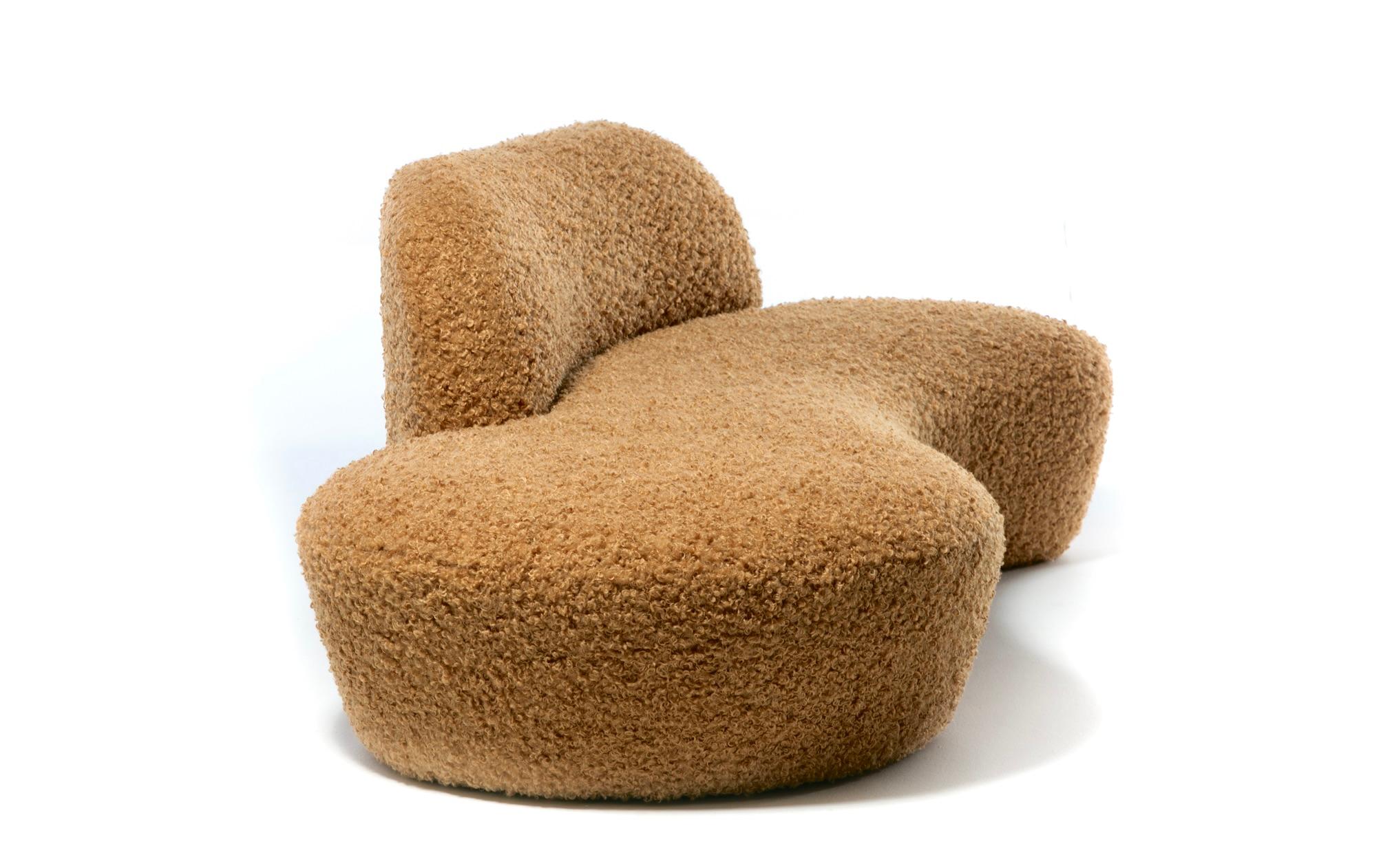 Vladimir Kagan Zoe Sofa for American Leather in Curly Teddy Bear Camel Fabric For Sale 6