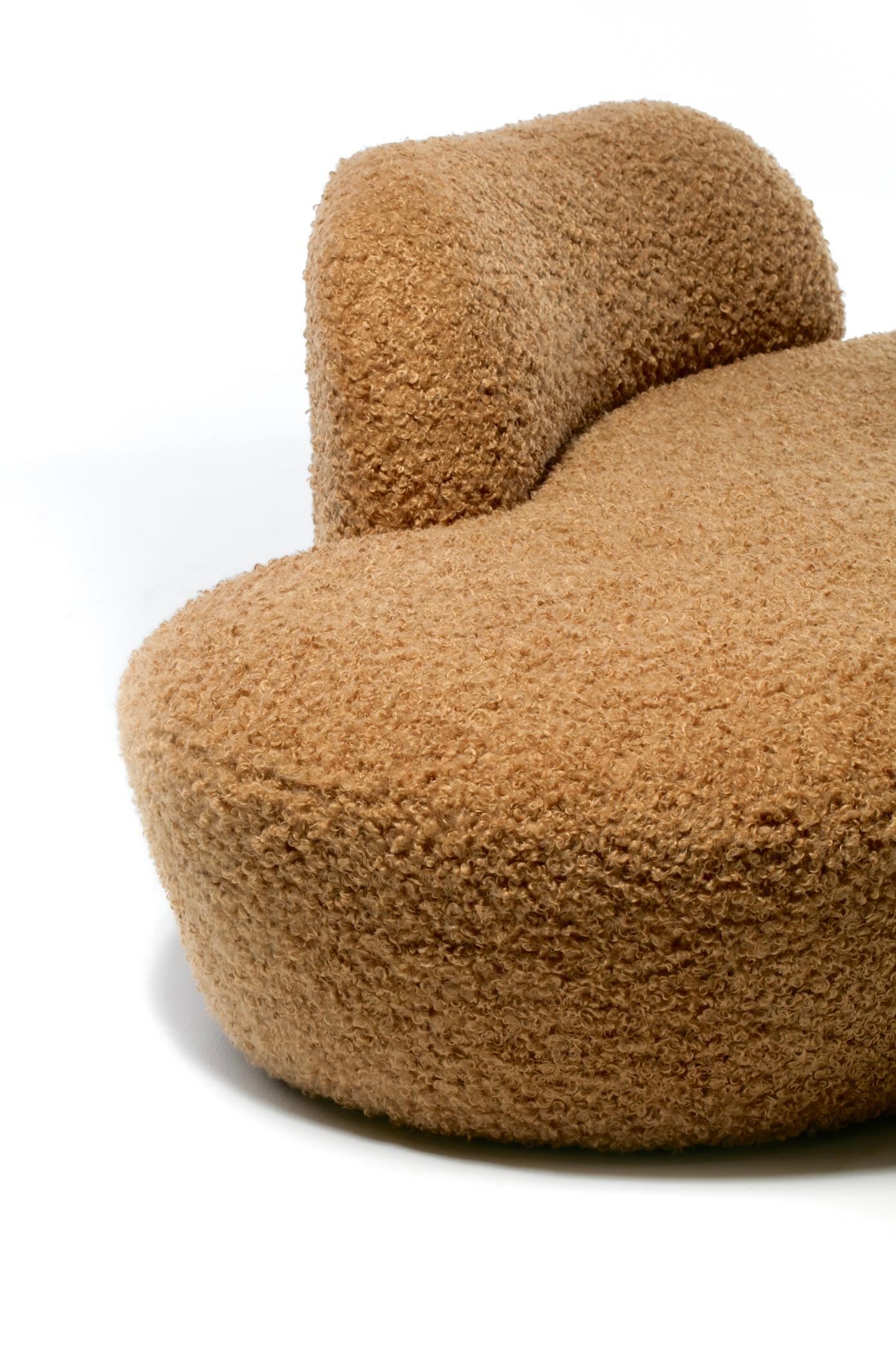 Vladimir Kagan Zoe Sofa for American Leather in Curly Teddy Bear Camel Fabric For Sale 11