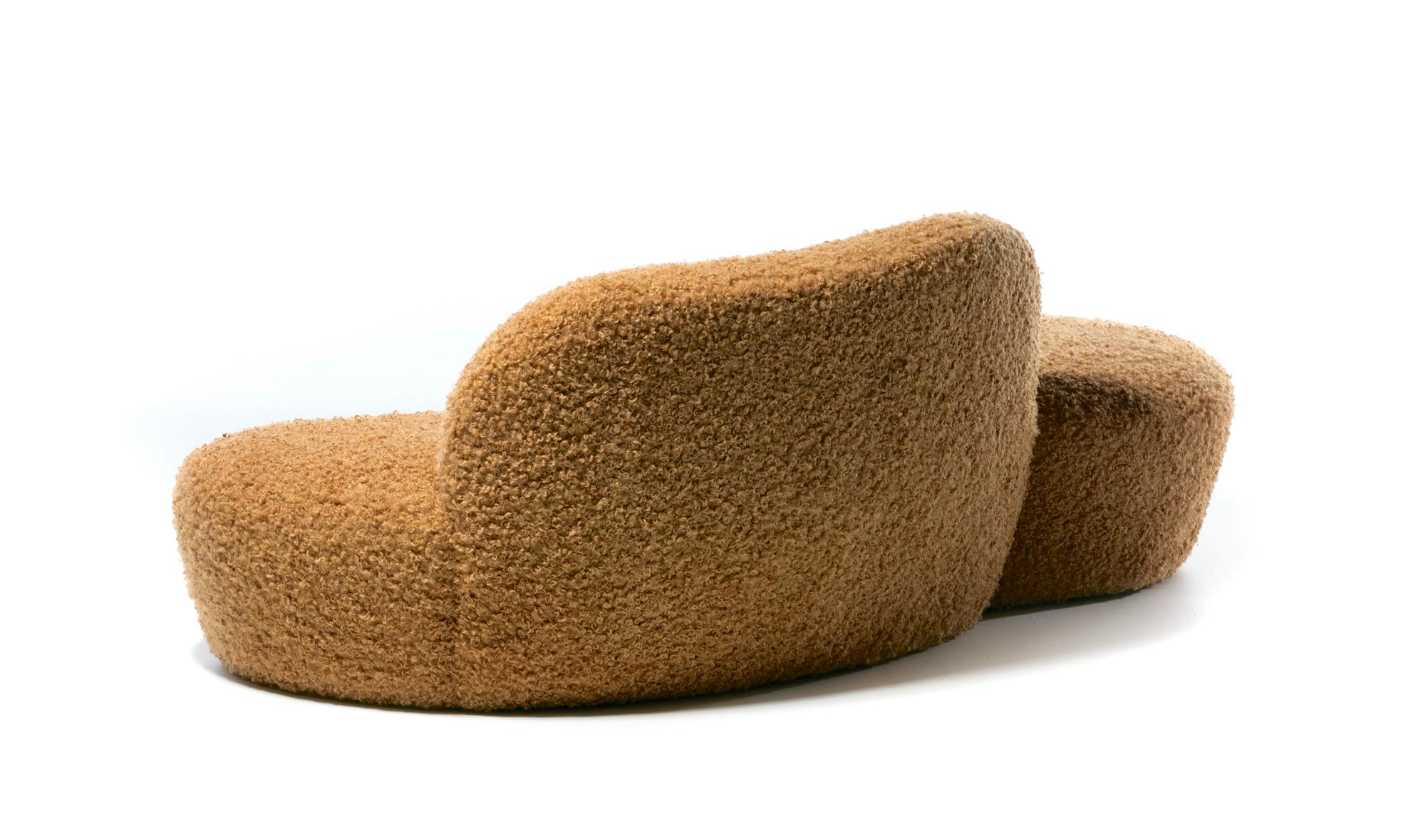 Vladimir Kagan Zoe Sofa for American Leather in Curly Teddy Bear Camel Fabric For Sale 2