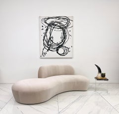 Vladimir Kagan Zoe Sofa in Light Tan Velvet, American Leather, 2000's