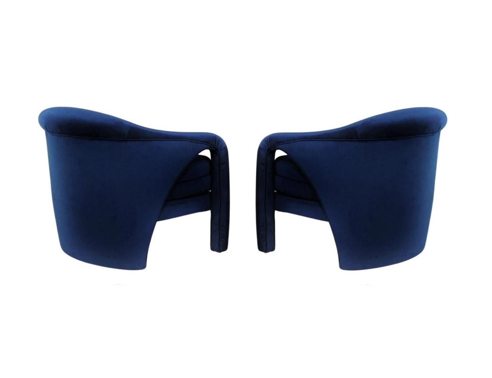 Vladimir Kaganesque Navy Blue Lounge Chairs by Weiman For Sale 3
