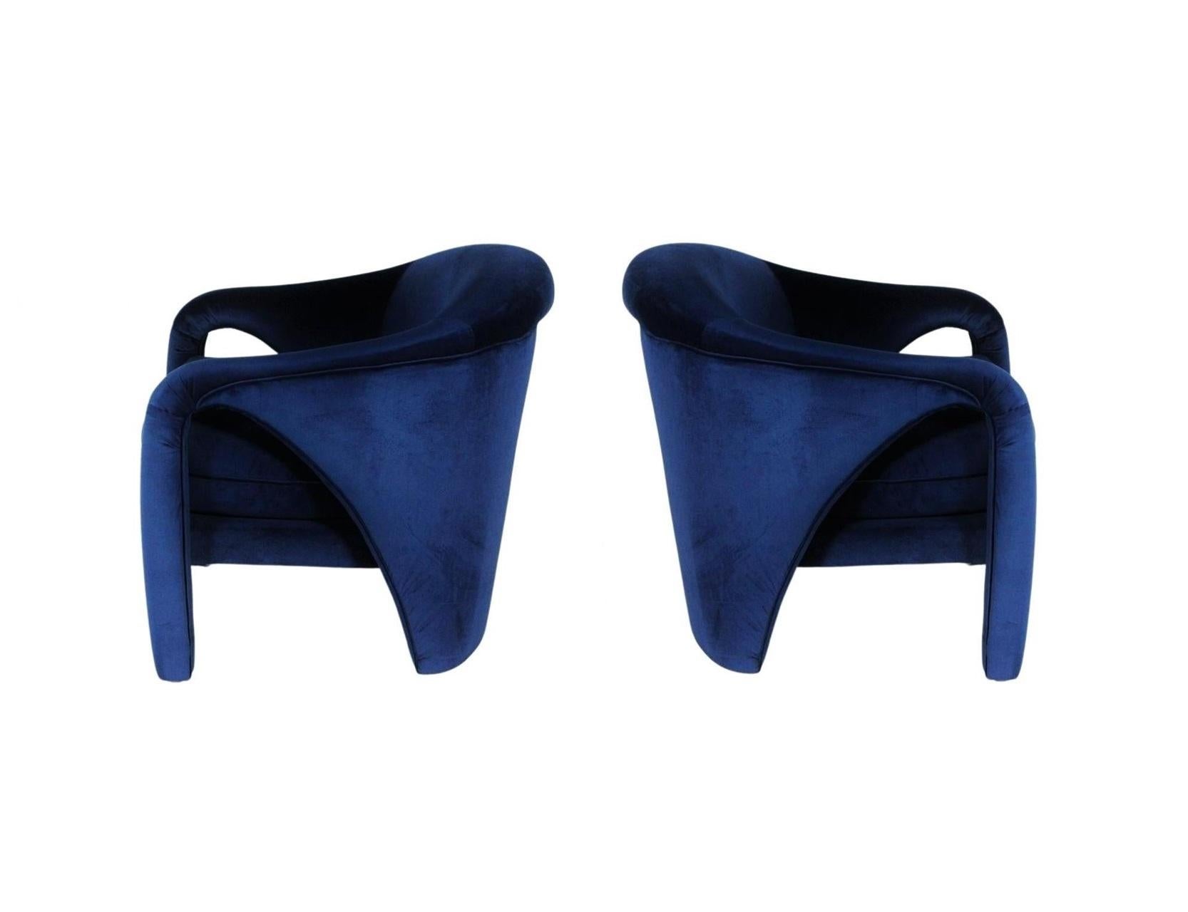 Vladimir Kaganesque Navy Blue Lounge Chairs by Weiman For Sale 6