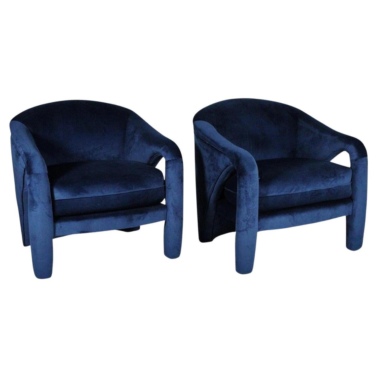 Vladimir Kaganesque Navy Blue Lounge Chairs by Weiman