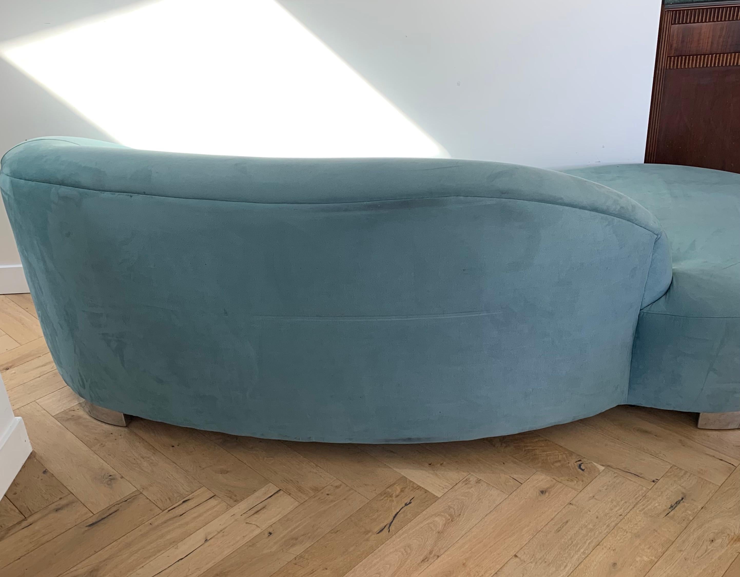 Vladimir Karan Style Serpentine Biomorphic Sofa in Powder Blue 3