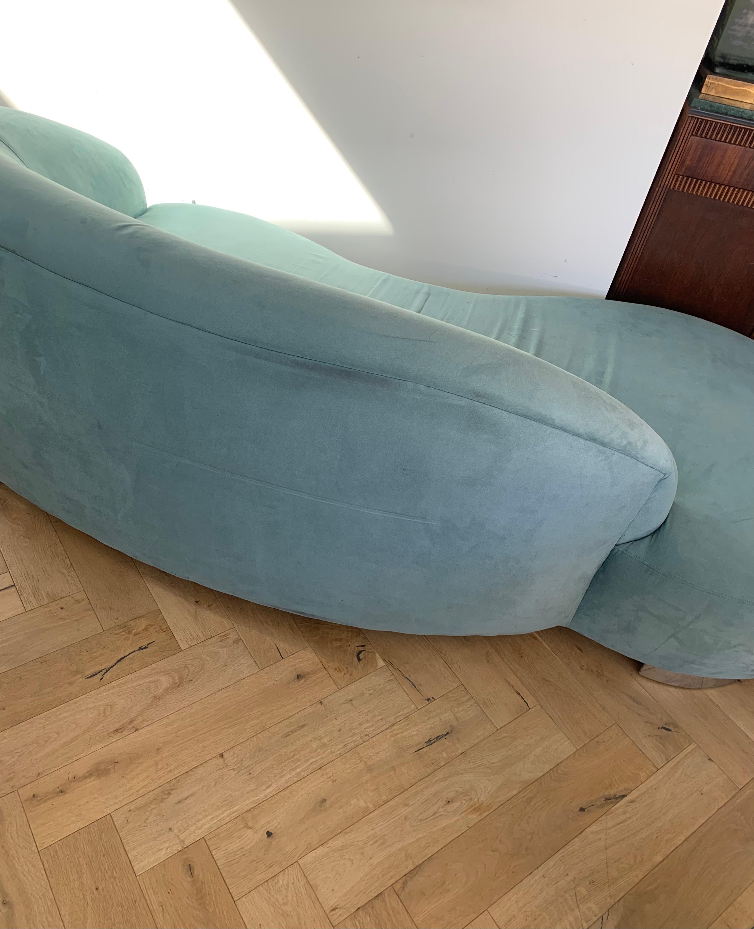 Vladimir Karan Style Serpentine Biomorphic Sofa in Powder Blue 6
