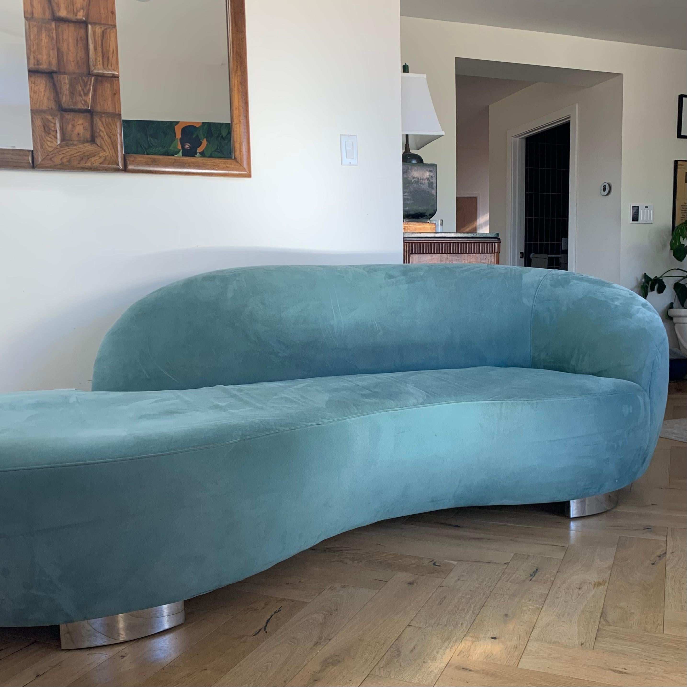 Vladimir Karan Style Serpentine Biomorphic Sofa in Powder Blue 10