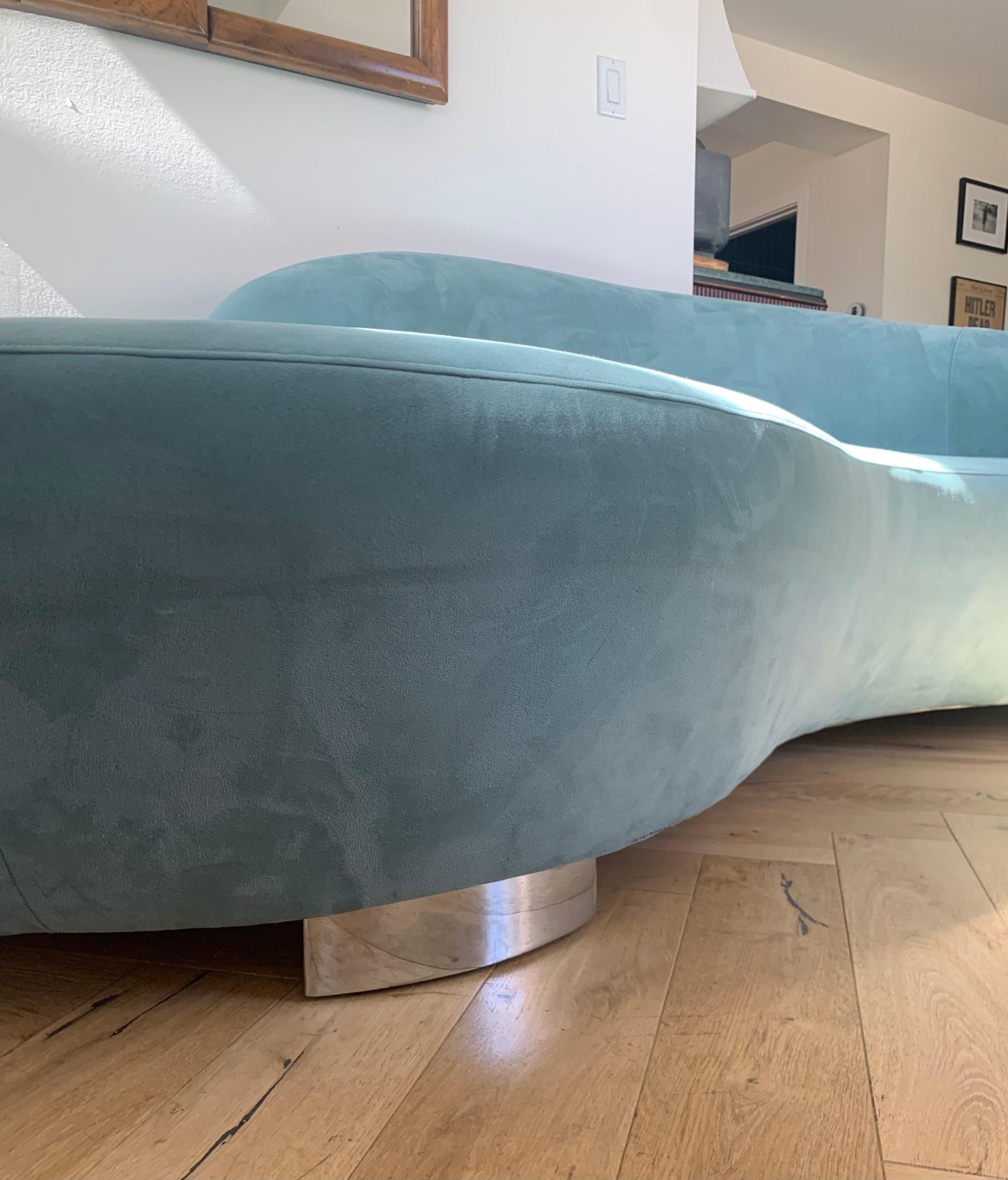 Vladimir Karan Style Serpentine Biomorphic Sofa in Powder Blue 11