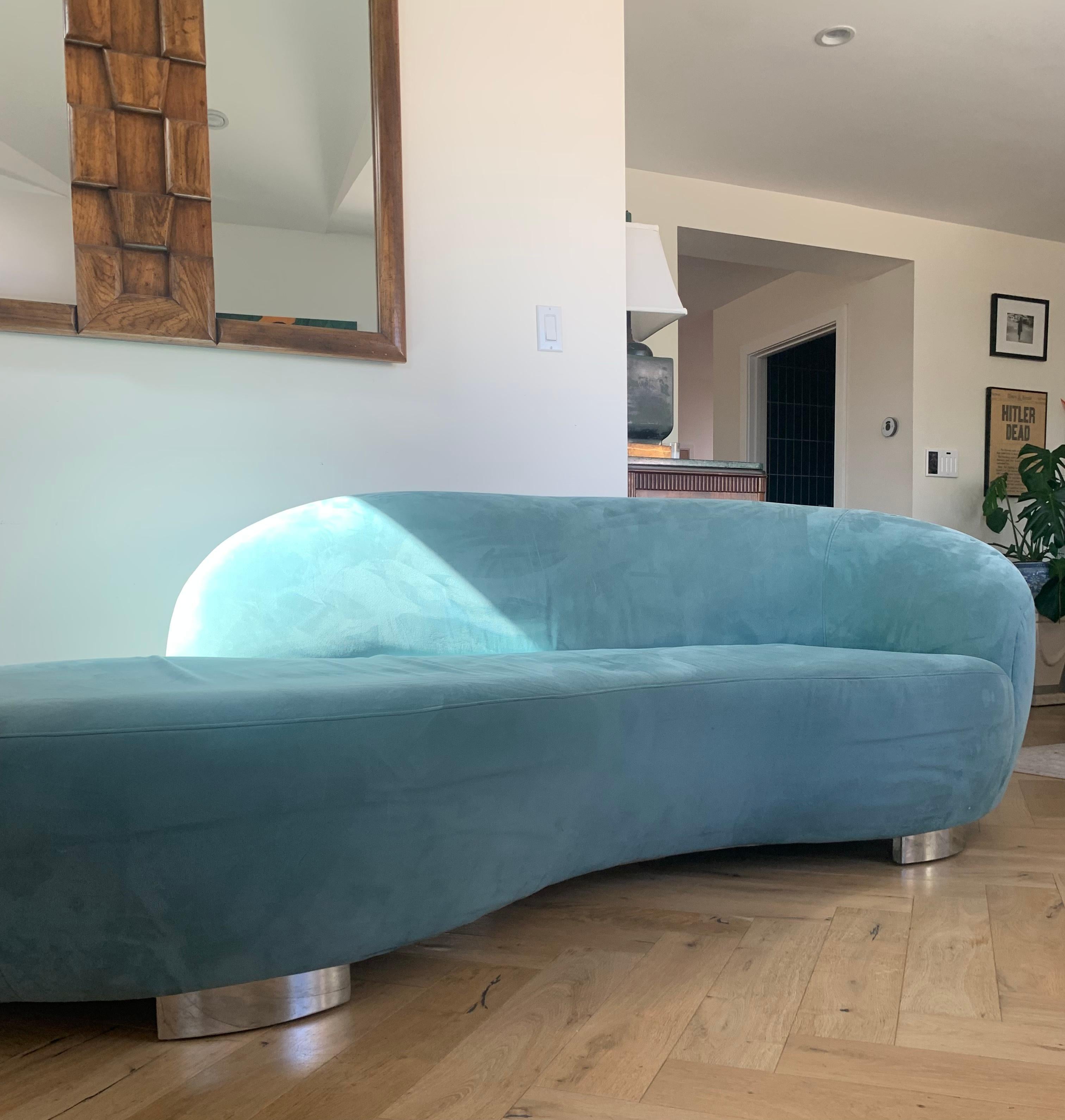 Vladimir Karan Style Serpentine Biomorphic Sofa in Powder Blue 12