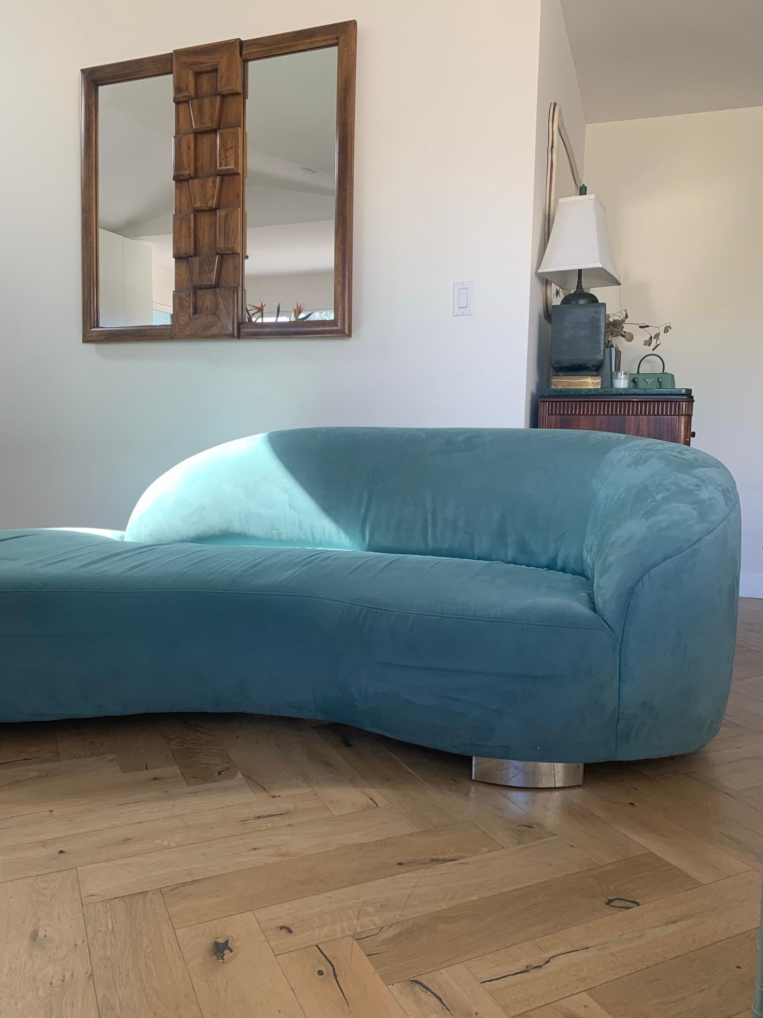 Upholstery Vladimir Karan Style Serpentine Biomorphic Sofa in Powder Blue