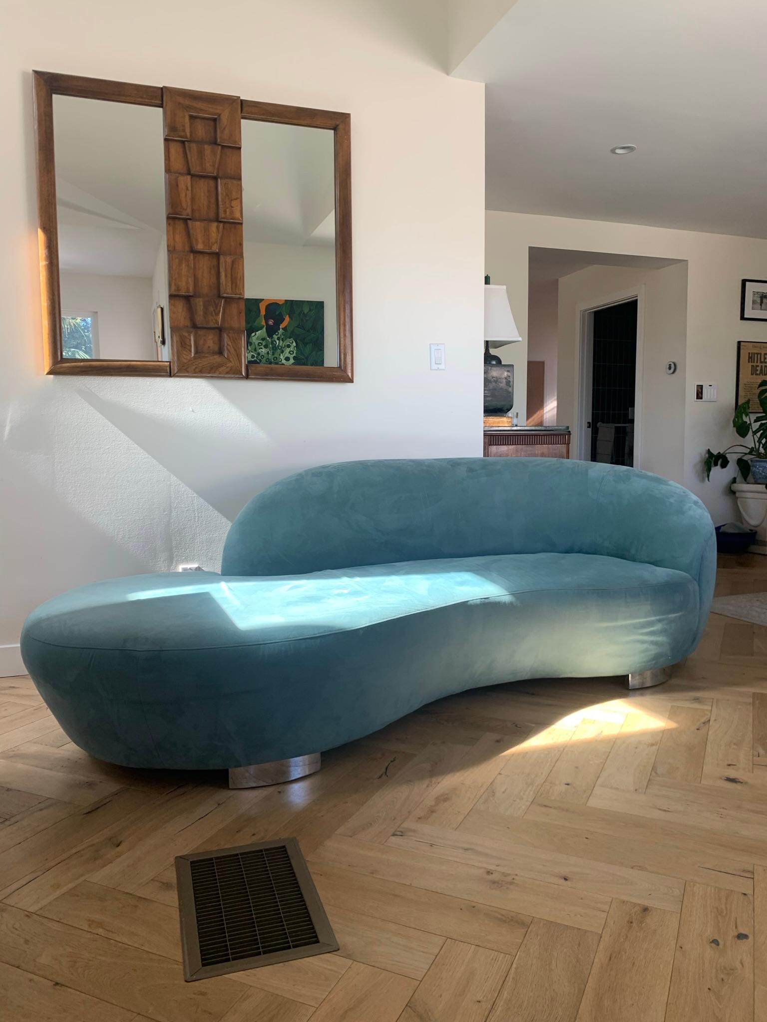 Vladimir Karan Style Serpentine Biomorphic Sofa in Powder Blue 1