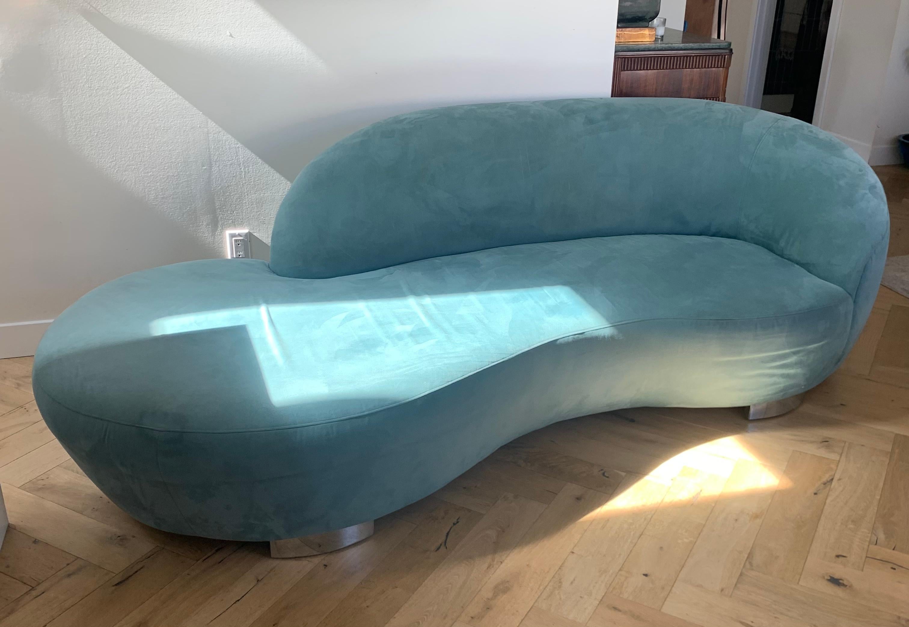 Vladimir Karan Style Serpentine Biomorphic Sofa in Powder Blue 2