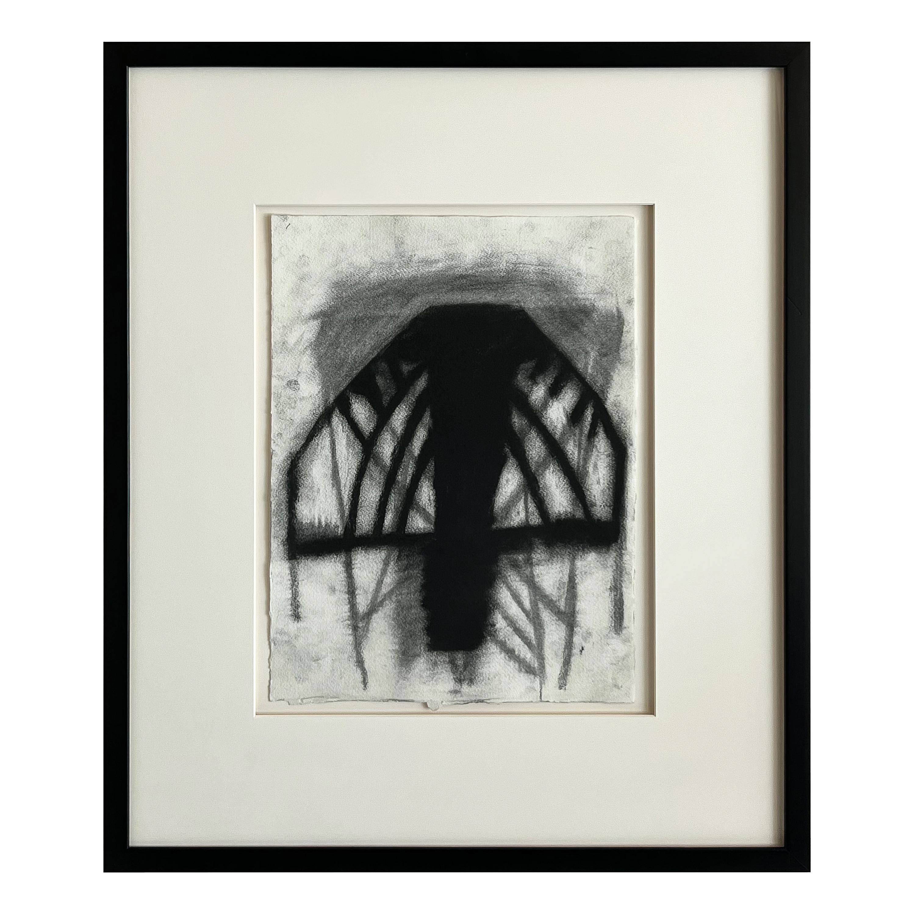 American Vladimir Ketchens Framed Abstract Charcoal Drawings