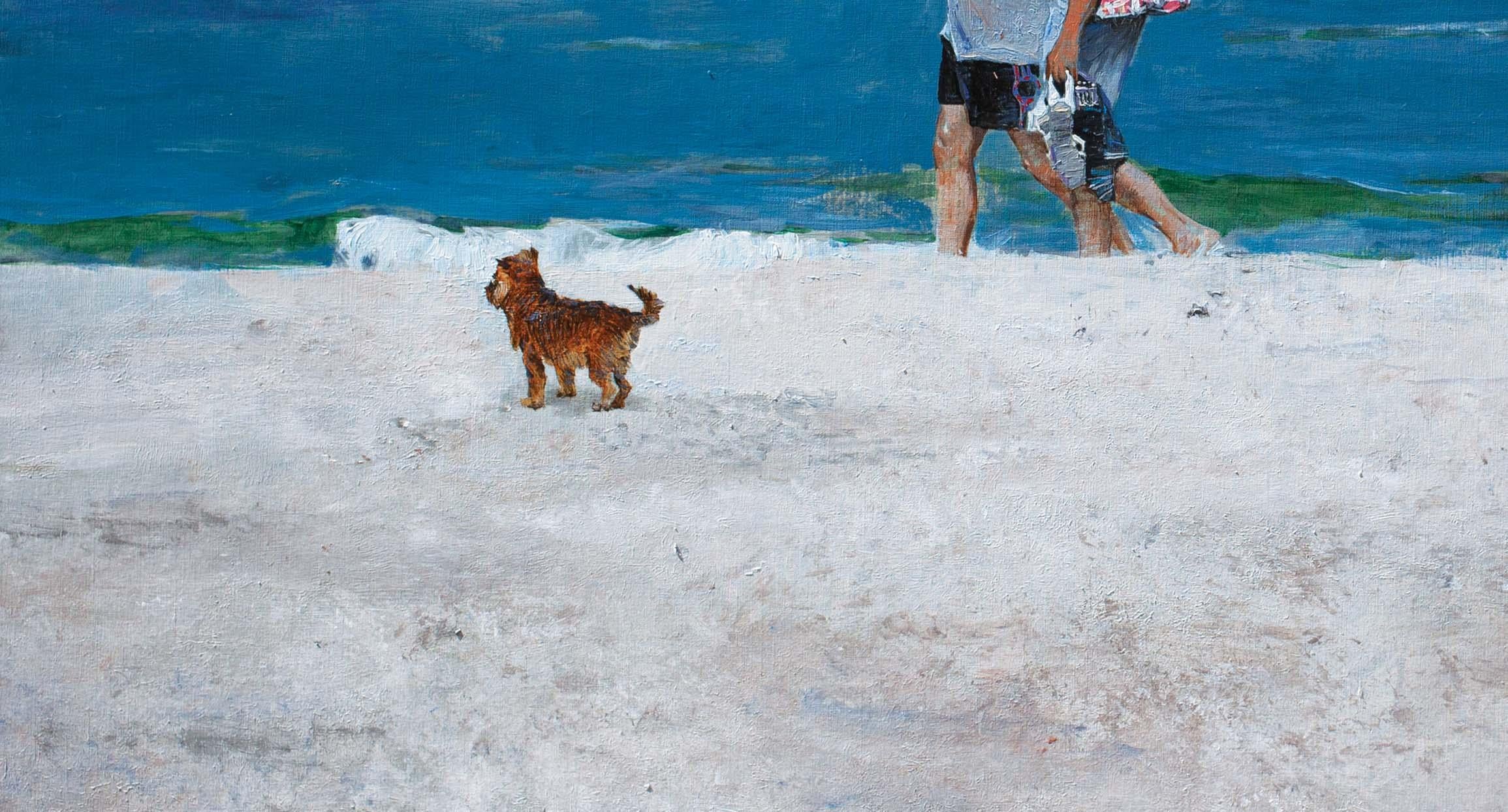 À la mer - Bleu Landscape Painting par Vladimir Kovalov