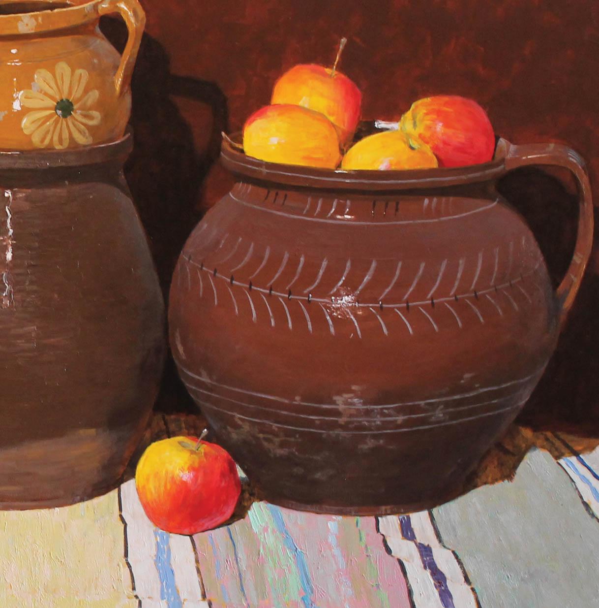 Céramique et pommes - Impressionnisme Painting par Vladimir Kovalov