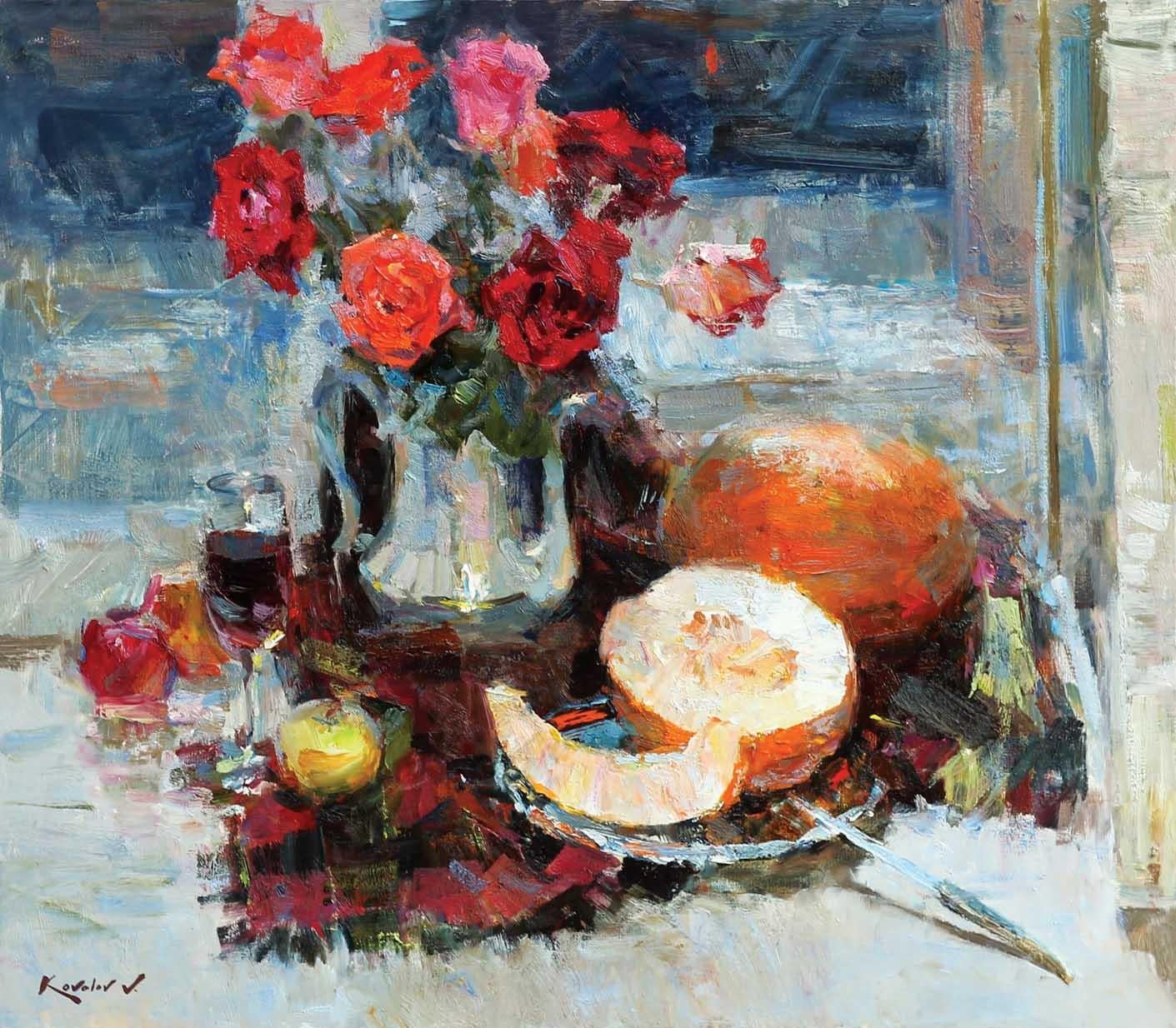 Vladimir Kovalov Still-Life Painting - Still Life with Melon