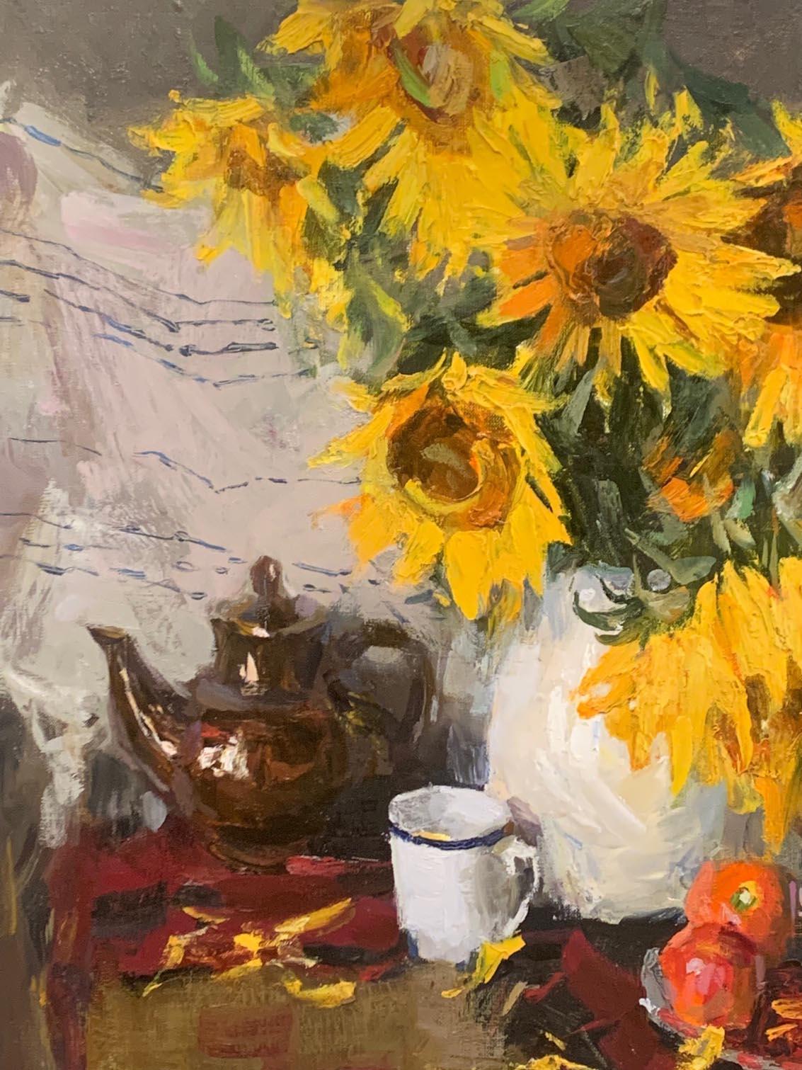 dead sunflower painting