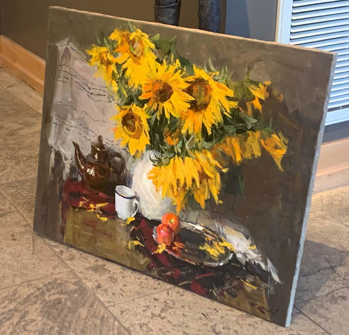 Still Life with Sunflowers - Impressionist Painting by Vladimir Kovalov
