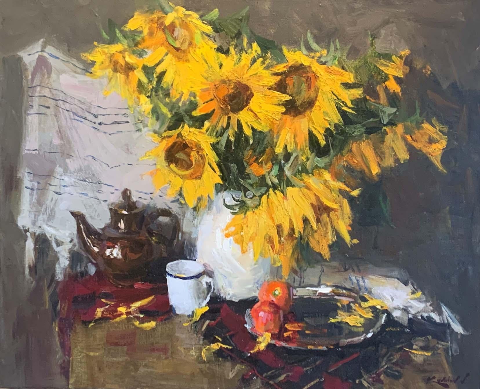 Vladimir Kovalov Still-Life Painting - Still Life with Sunflowers