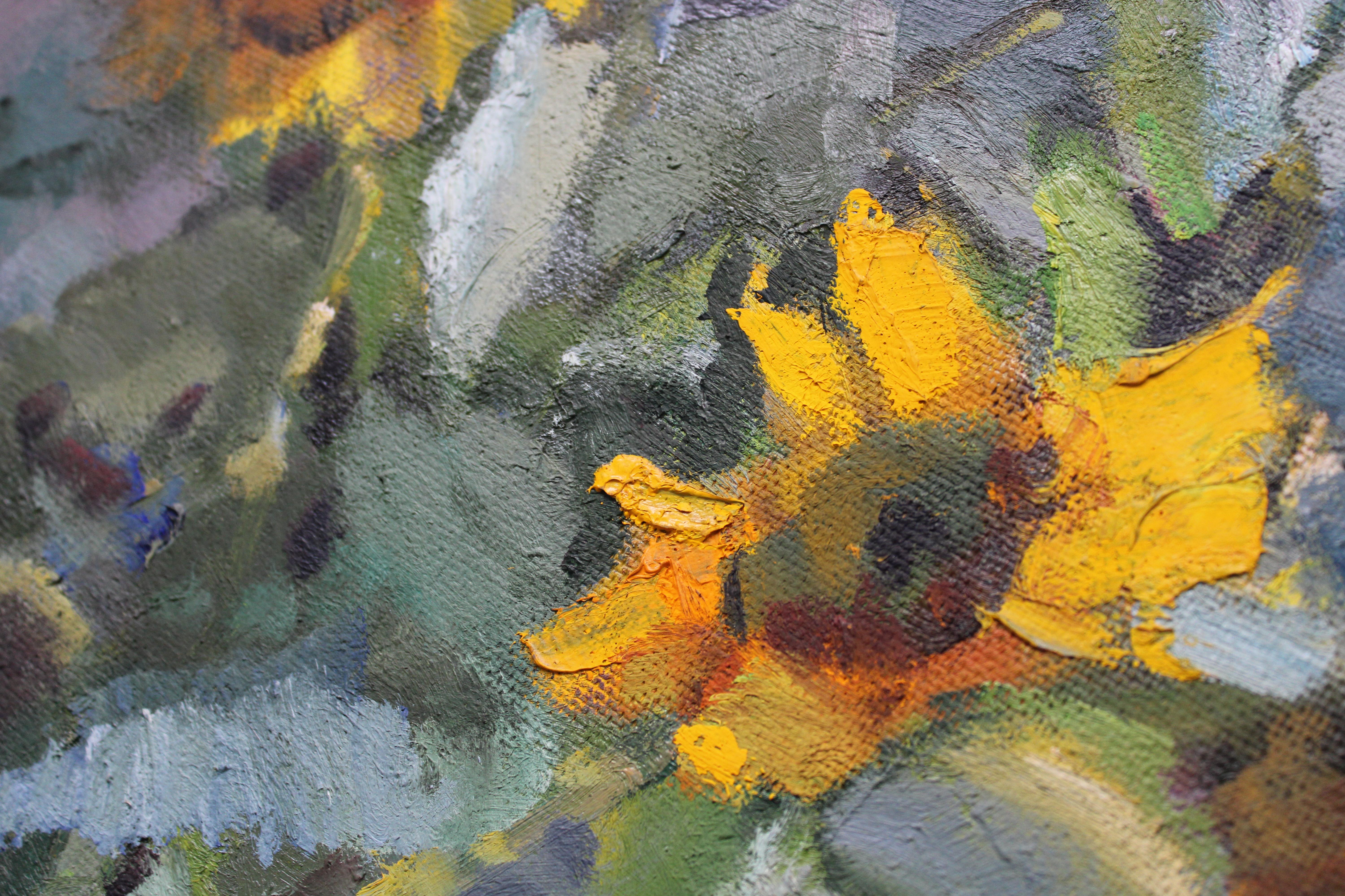 Sunflowers. 1994, carton, huile, 50 x 60 cm en vente 4