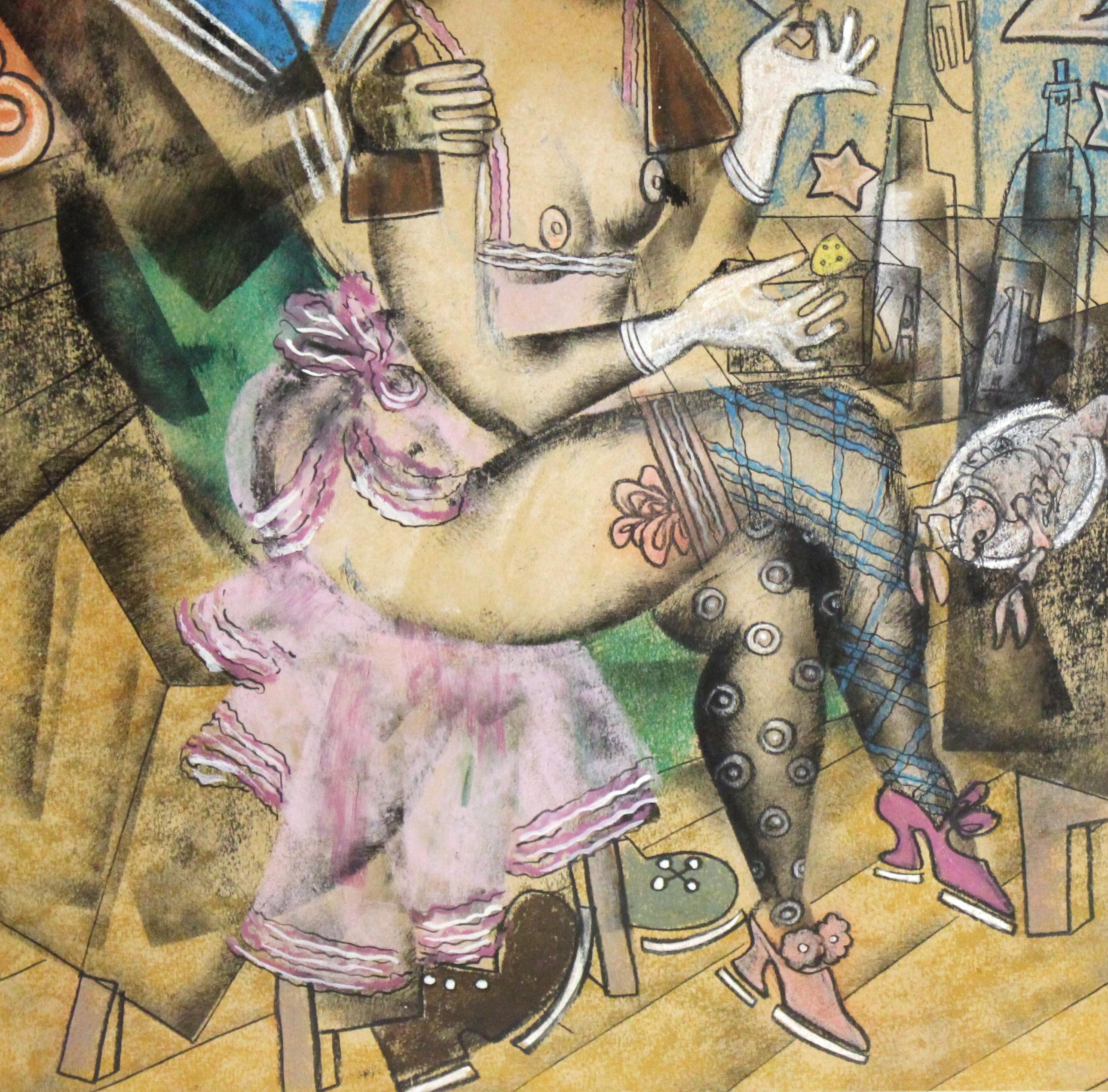 Peint à la main Œuvre sur papier russe d'avant-garde Working Girl, Vladimir Lebedev en vente