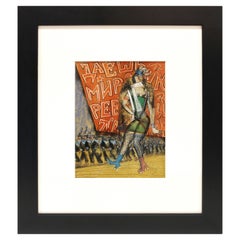 Antique Vladimir Lebedev Russian Avant-Garde 'Working Girl' Mixed Media Work on Paper