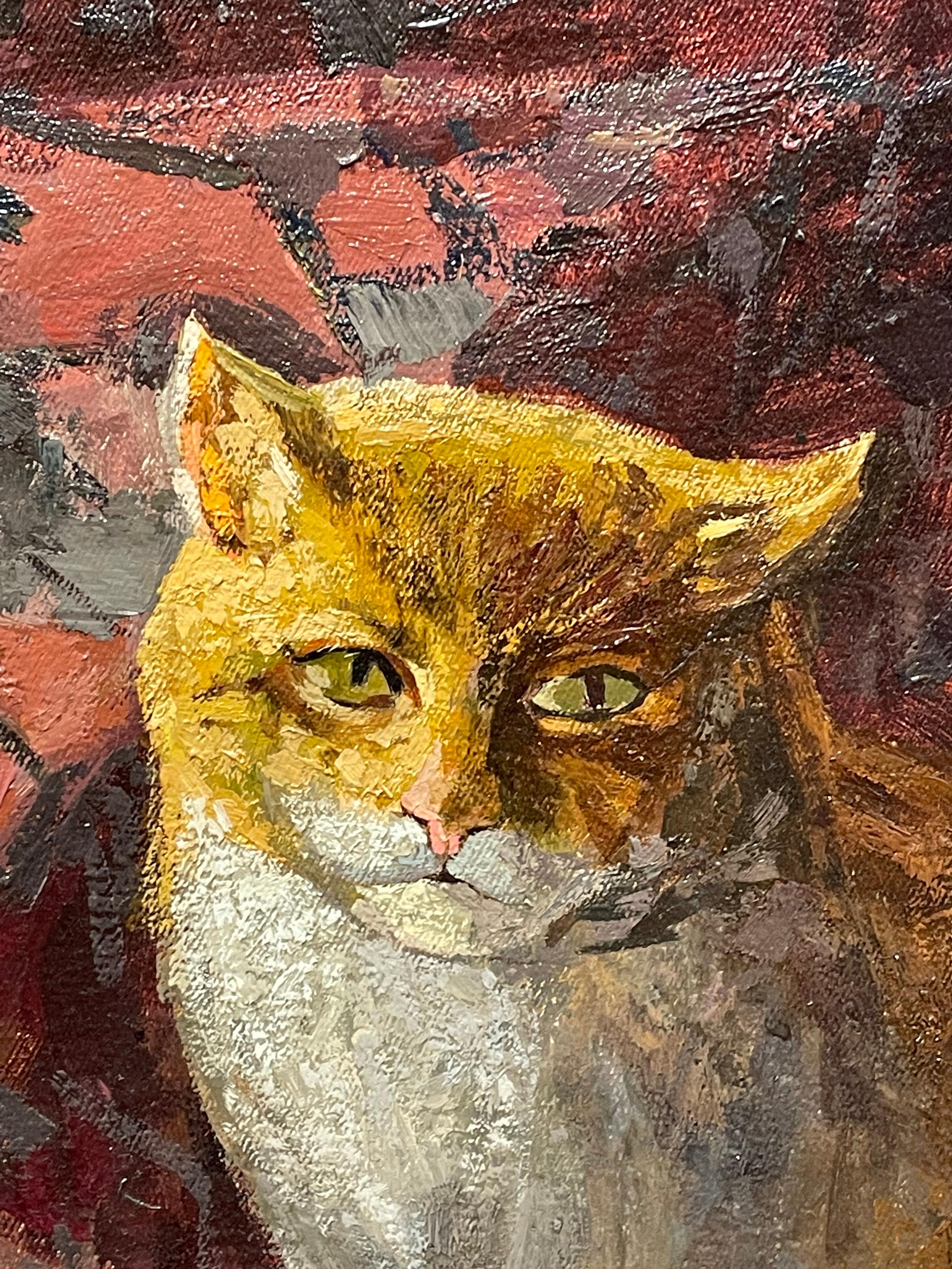 STILL LIFE WITH CAT - Painting by Vladimir Litveenov