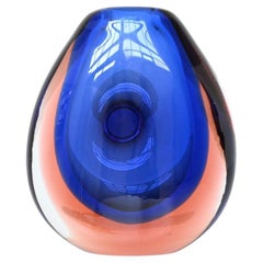 Vladimir Mika blue glass “Unikat” vase Atelier Ludwig Moser Czech 1969