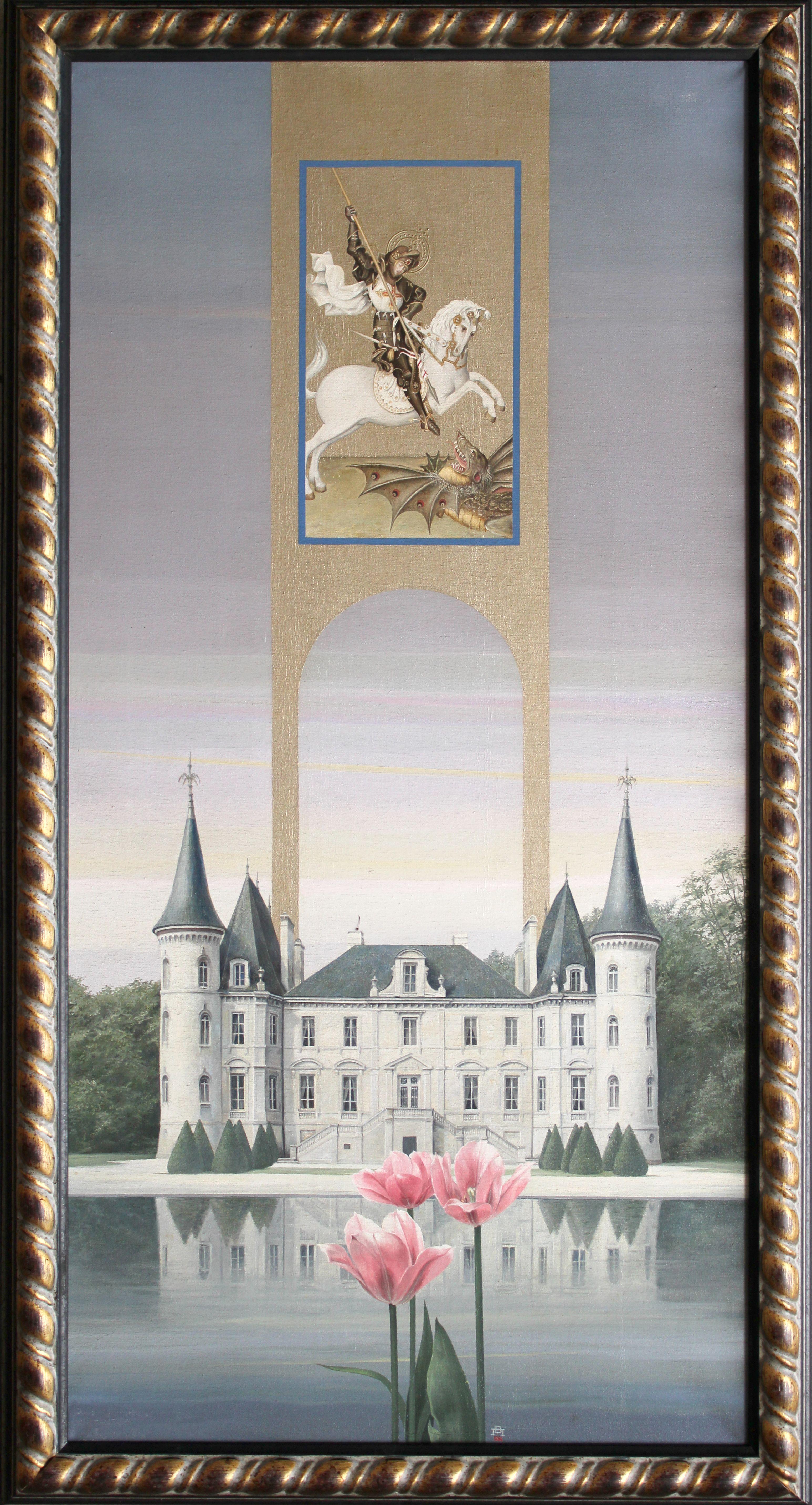 Château Pichon-Longueville. 1994. Toile, huile, 80 x 40 cm - Painting de Vladimir Pavlov