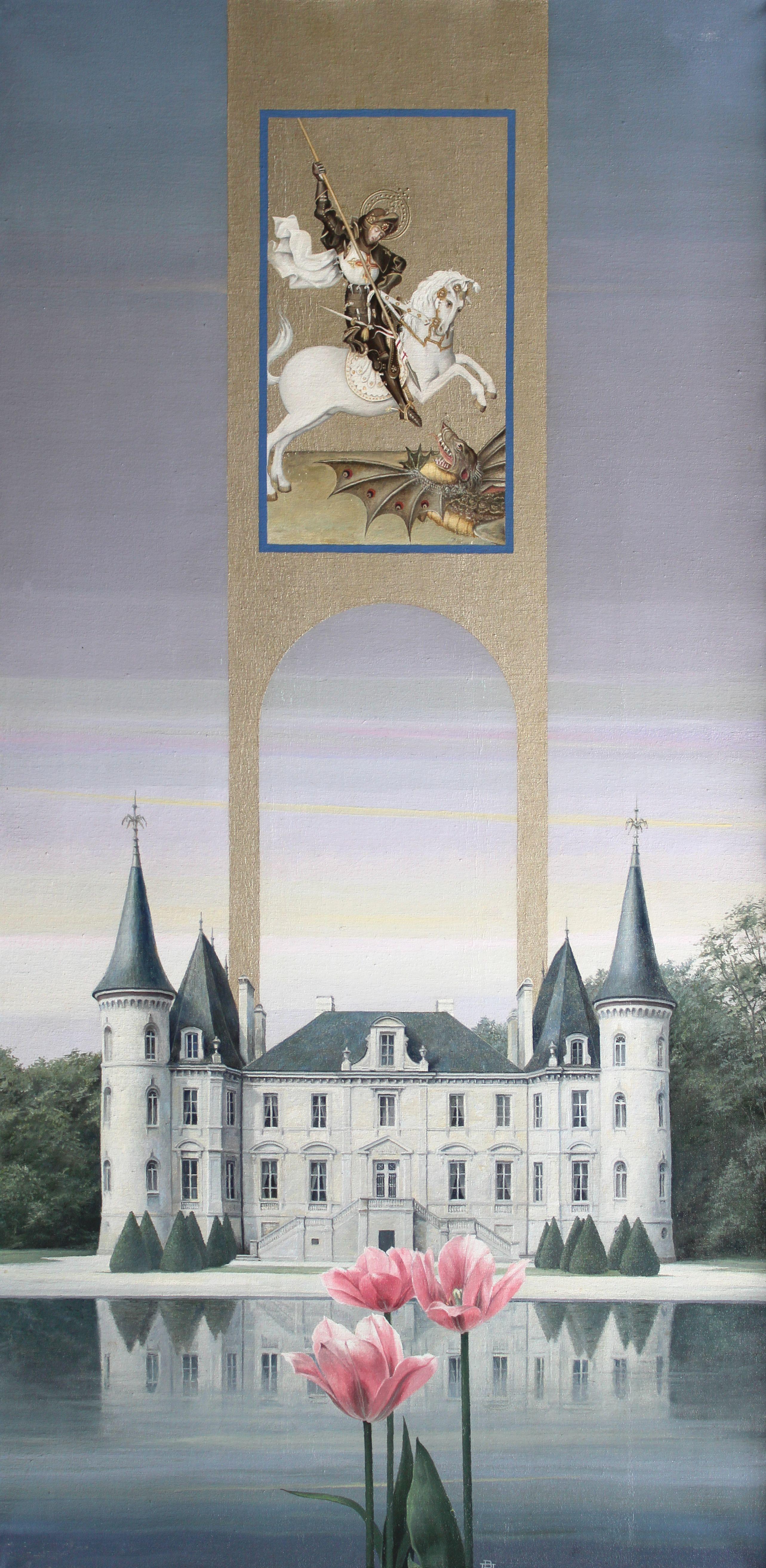 Vladimir Pavlov Interior Painting – Château Pichon-Longueville. 1994. Segeltuch, Öl, 80x40 cm