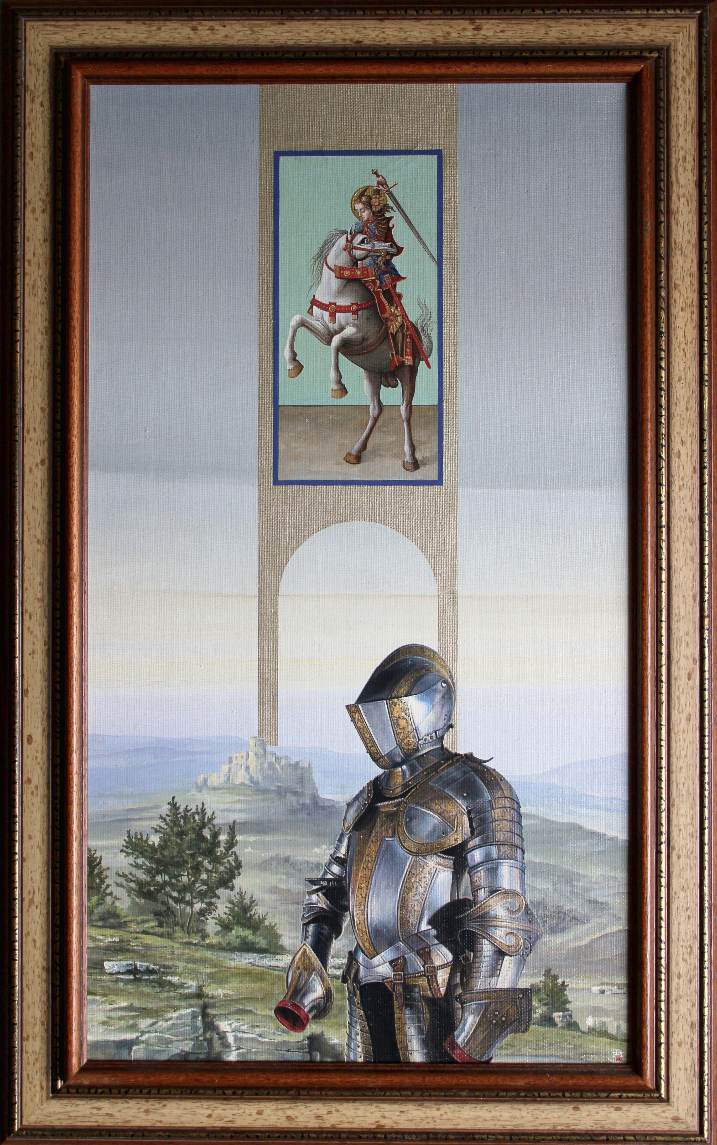 St. Georg. 1993. Segeltuch, Öl, 75x42 cm – Painting von Vladimir Pavlov