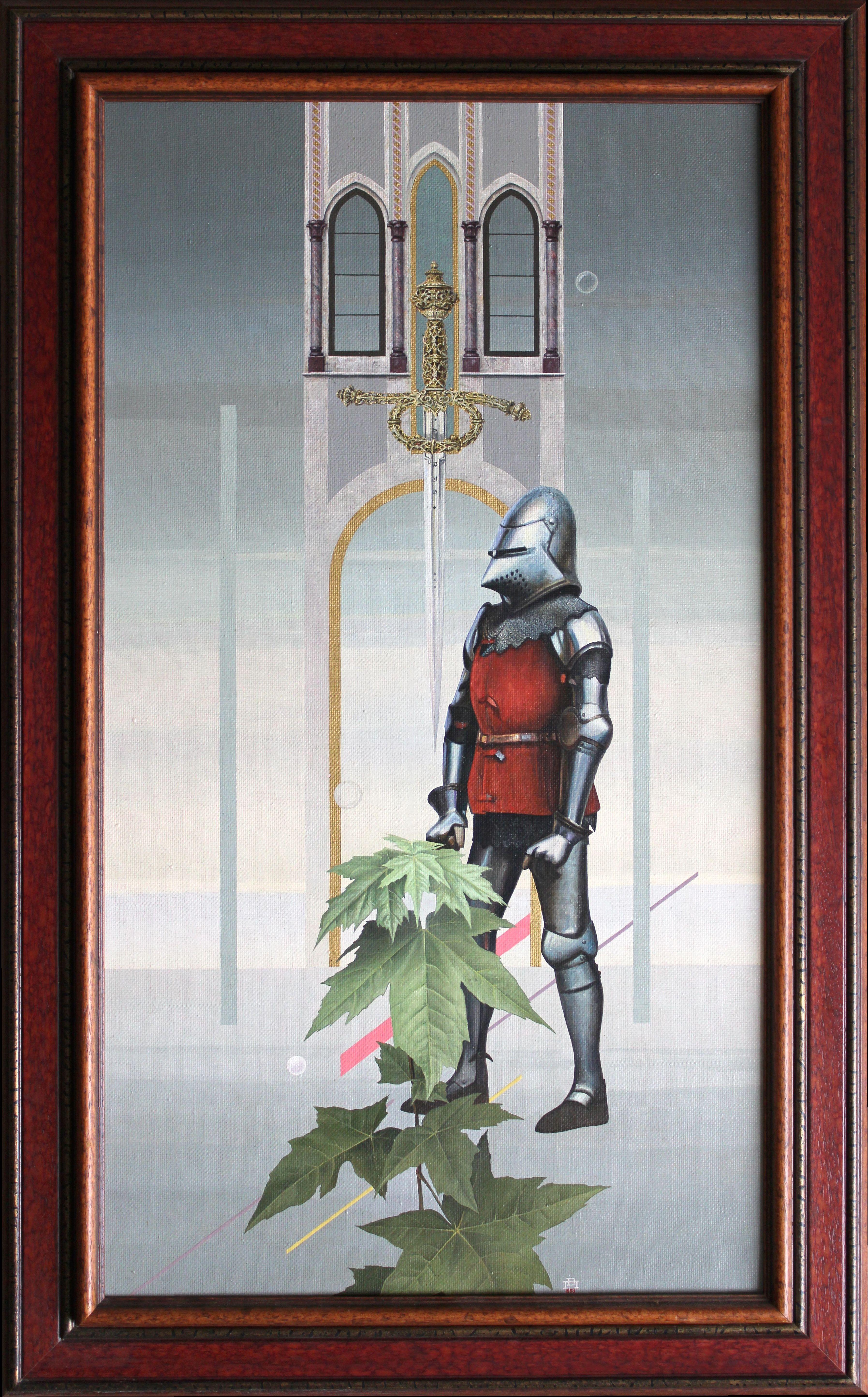 Le Chevalier. 1993. Peinture à l'huile, 75 x 42 cm - Painting de Vladimir Pavlov