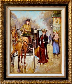 19th century style French impressionist - Horse carriage ride Paris 