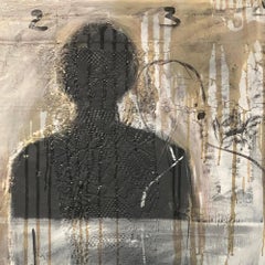 Peinture de portrait abstrait « Faith in Believing » (Faith in Believing), technique mixte