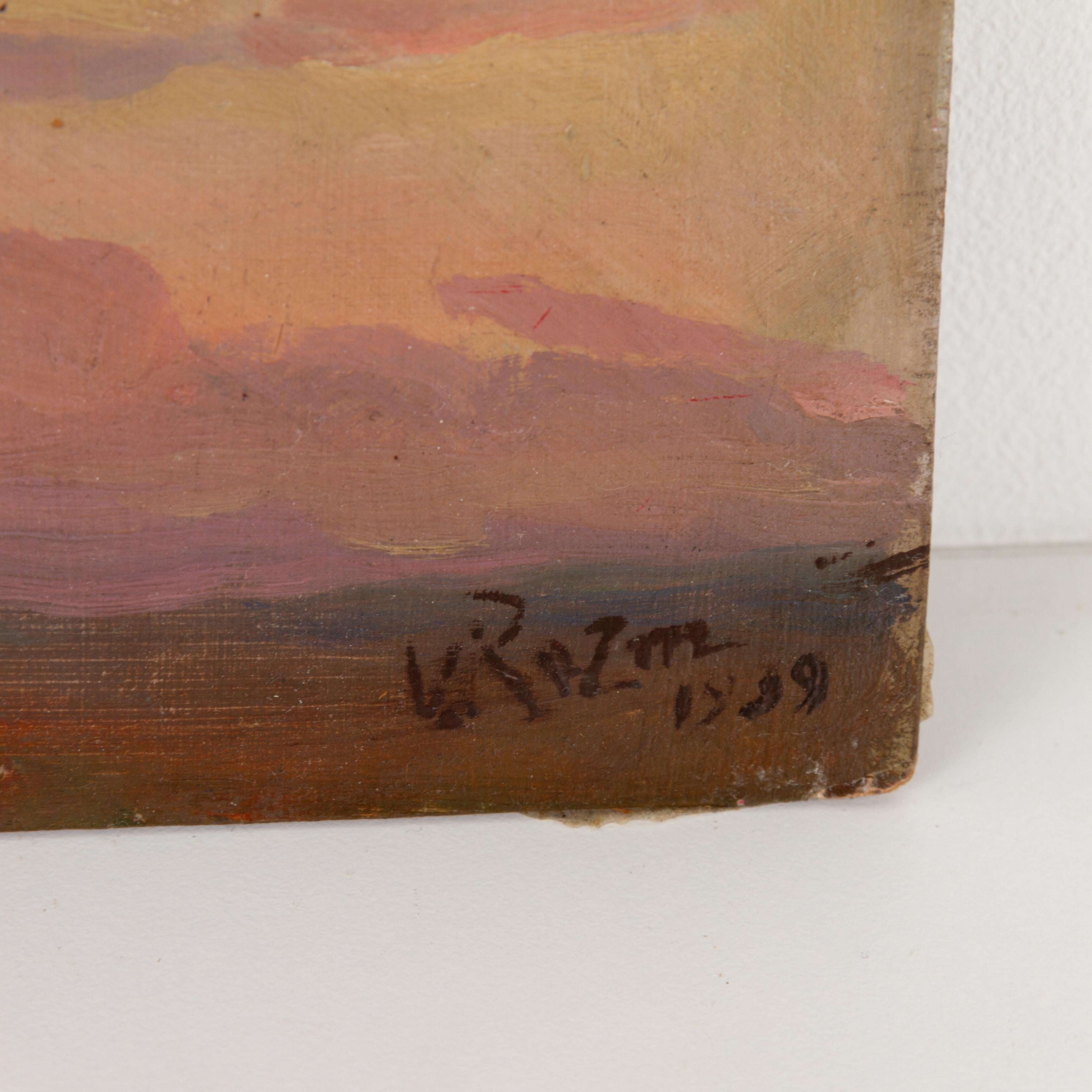 20ième siècle VLADIMIR ROZMAINSKY (Tbilissi 1885-1943 Paris) Huile de roussissement en vente