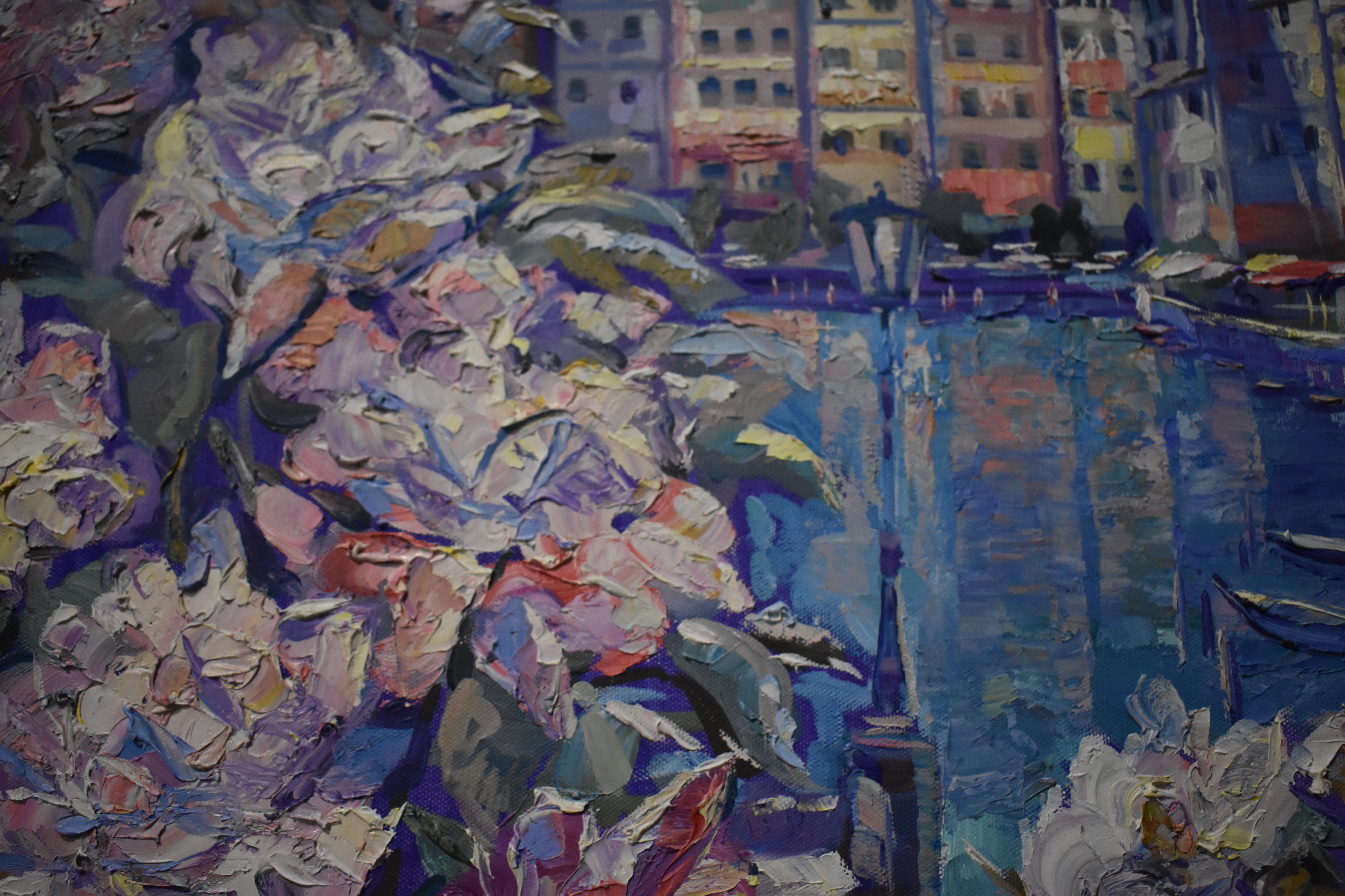 Flowers of Portofino - Gray Landscape Painting by Vladimir Shulakov