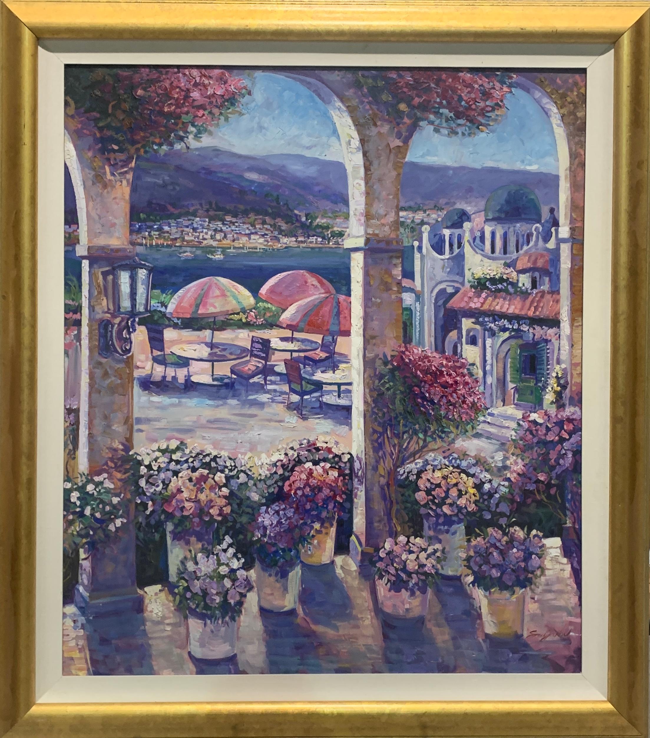 Vladimir Shulakov Landscape Painting - Santorini Patio