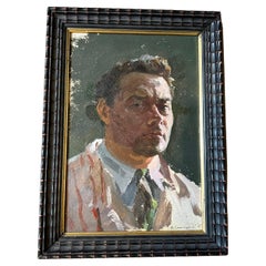 Vladimir Sinitski (1896-1986) "Male Portrait", Oil Painting in Frame 