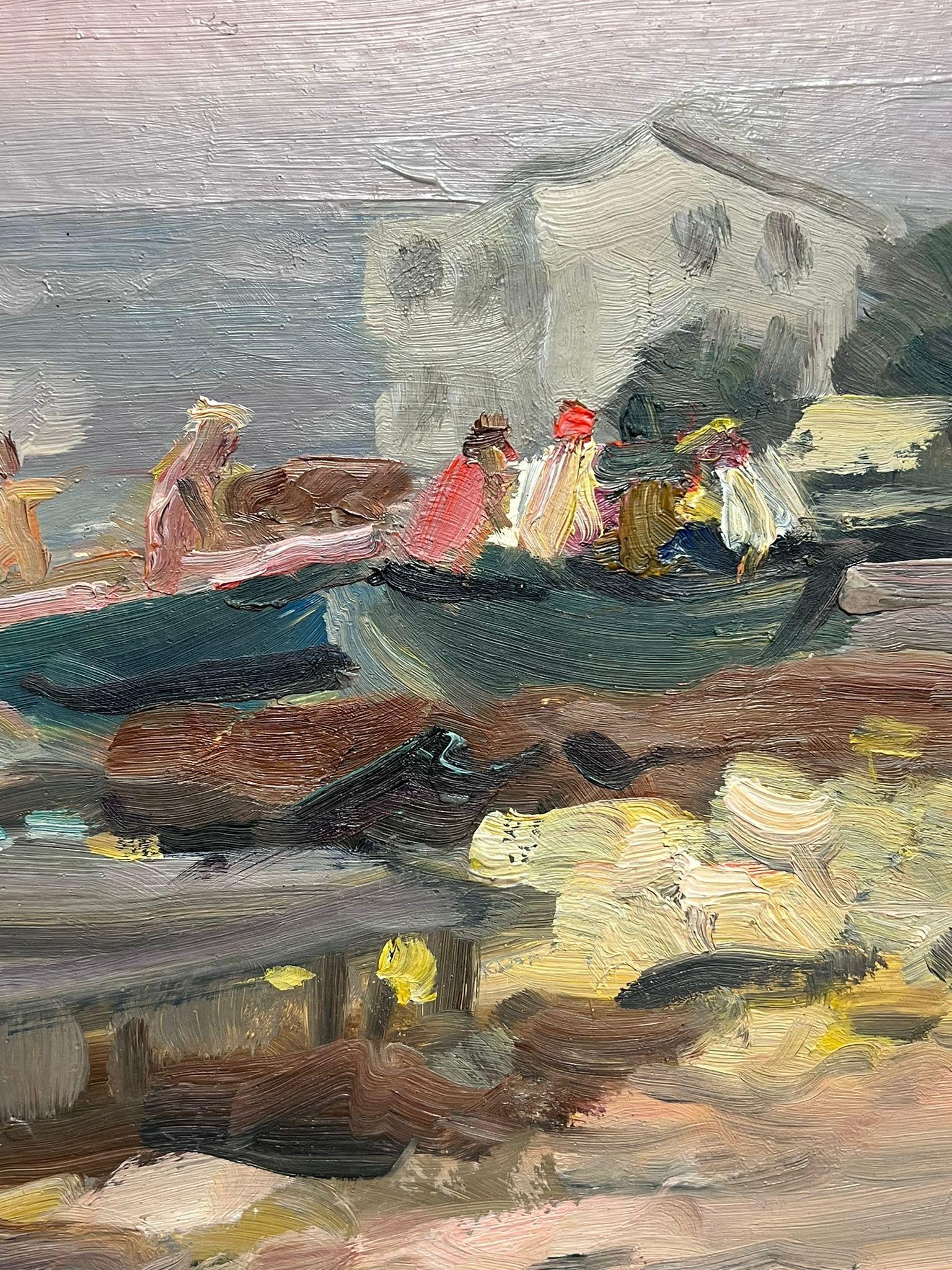 Figure con barche sulla spiaggia
di Vladimir Vissine (Russo 1918-2006)
firmato, datato 1975
olio su tavola, senza cornice
Tavola: 16 x 20 pollici
Provenienza: Collezione privata, Francia
Condizioni: Ottime condizioni 

Per ulteriori informazioni,