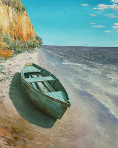 Boat on the shore, Painting, Oil on Canvas